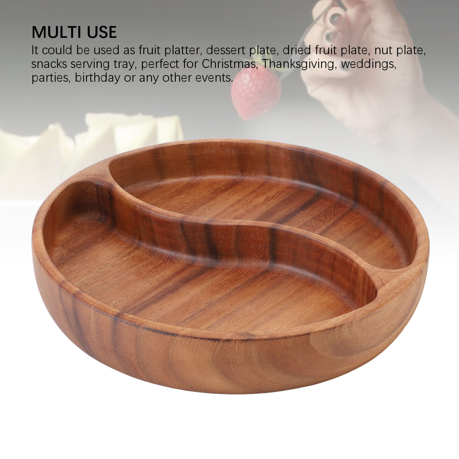 Nuts Storage Platter Tray Wooden Serving Tray Dessert Fruit Veggie Food - Picture 13 of 18