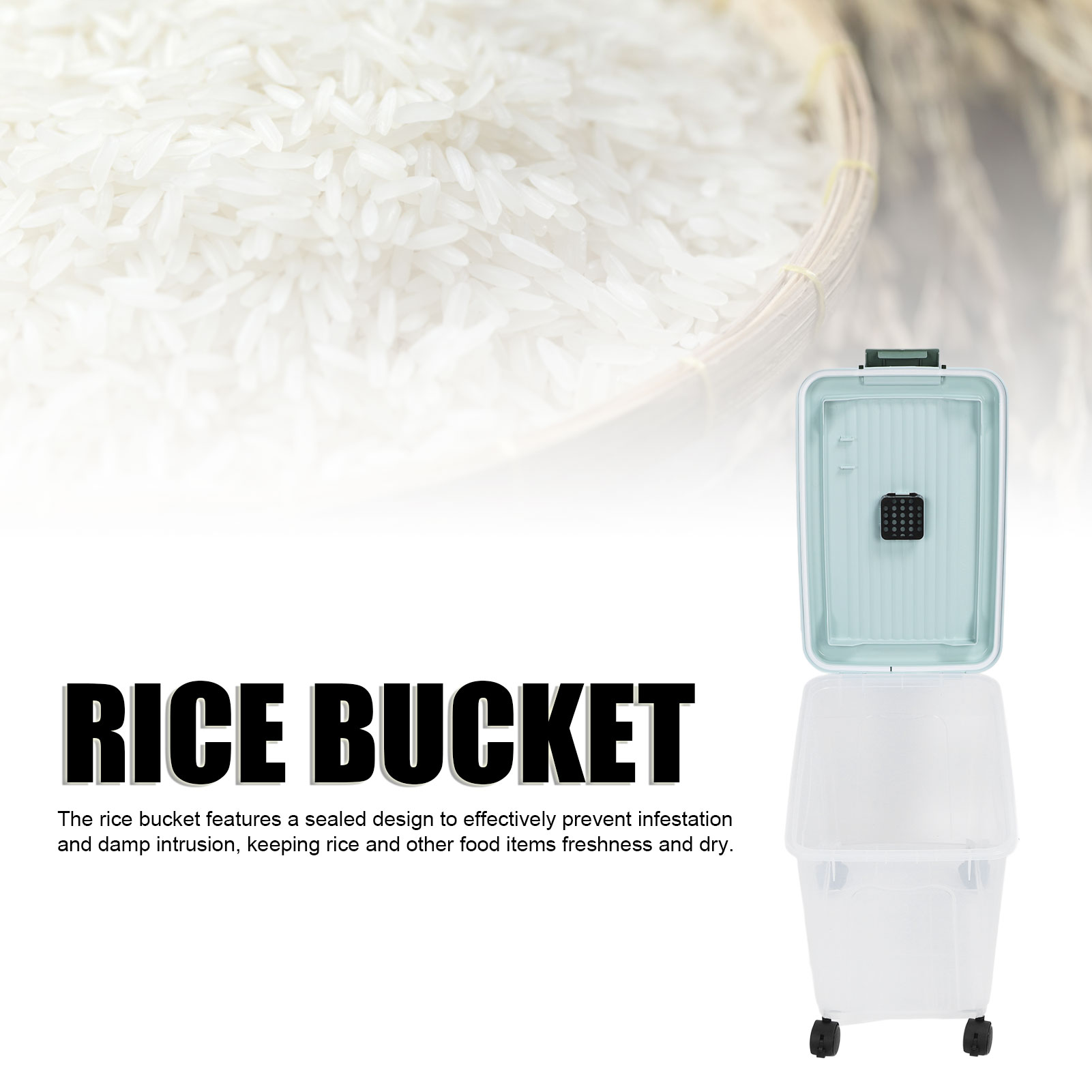Contenedor de almacenamiento de arroz de 20L con diseño sellado para uso en cocina - Imagen 18 de 18