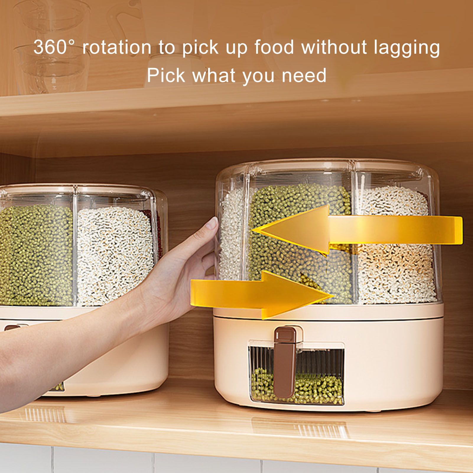 Contenedor de almacenamiento de granos giratorio estilo japonés de gran capacidad para cocina - Imagen 16 de 18