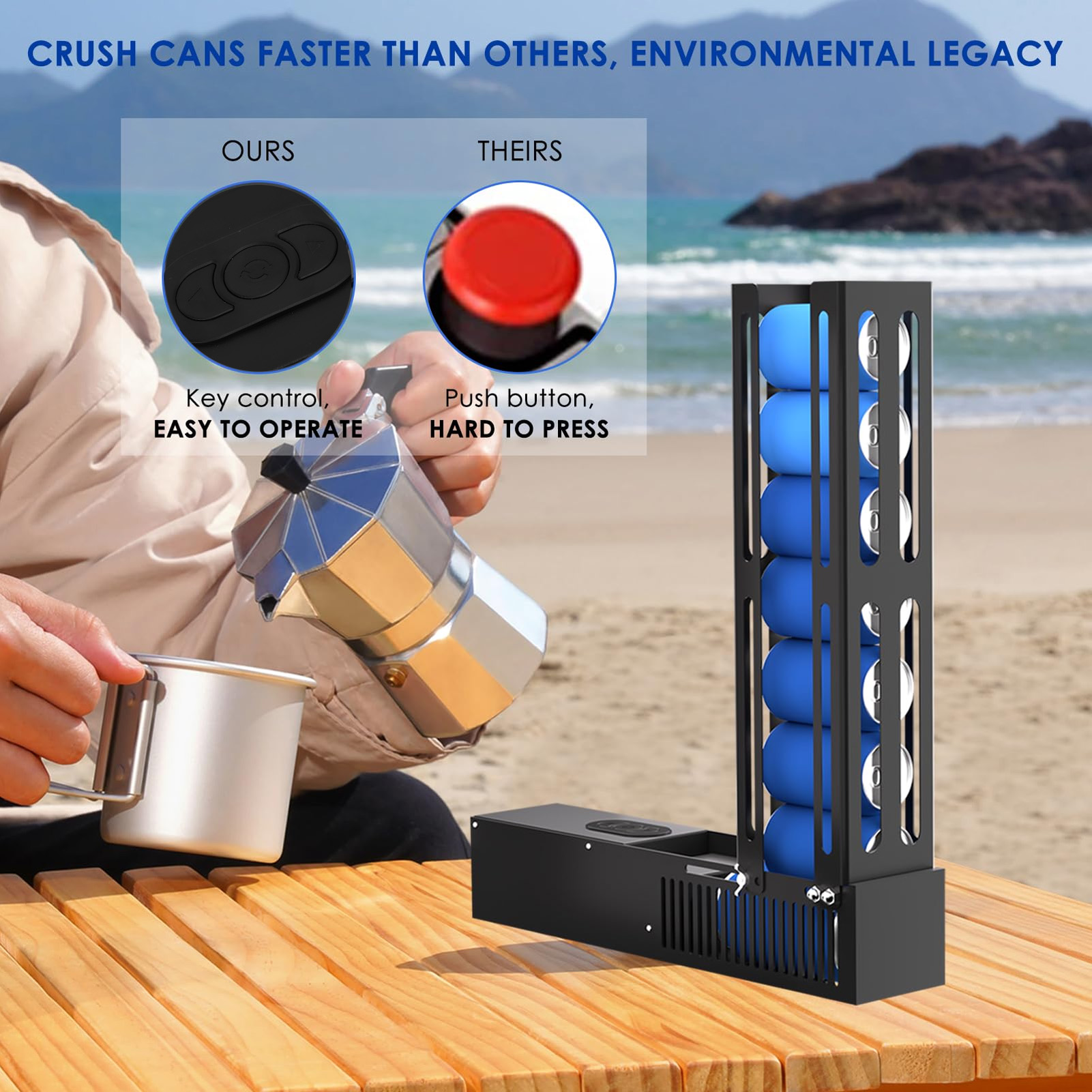 Compactador de latas eléctrico trituración automática latas de 12 oz 16 oz control de llaves ciclo automático - Imagen 13 de 18