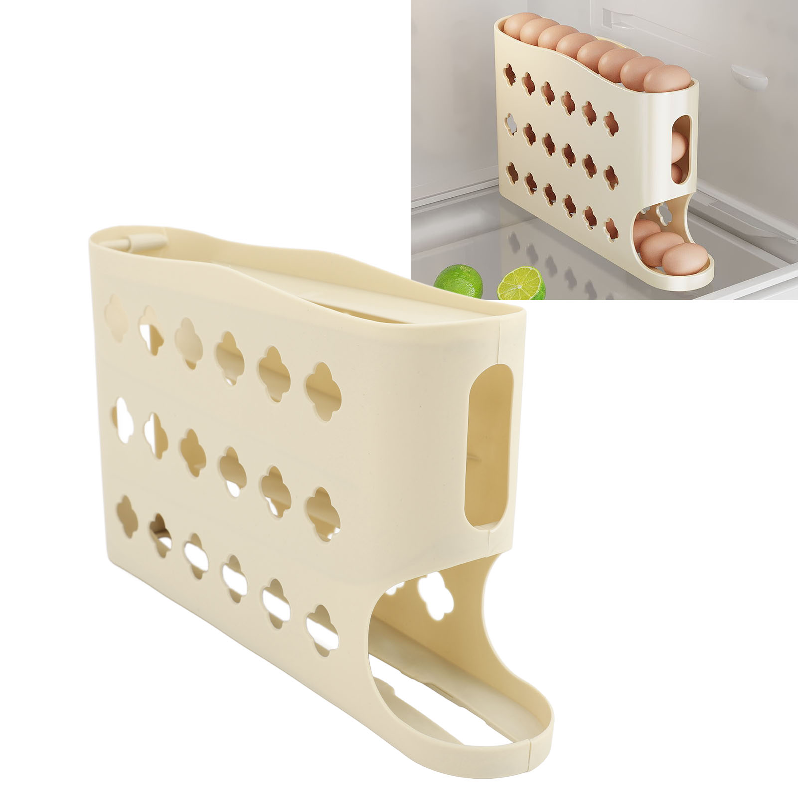 4 Tiers Egg Organizer Large Capacity Space Saving for Fridge Kitchen - Picture 17 of 18
