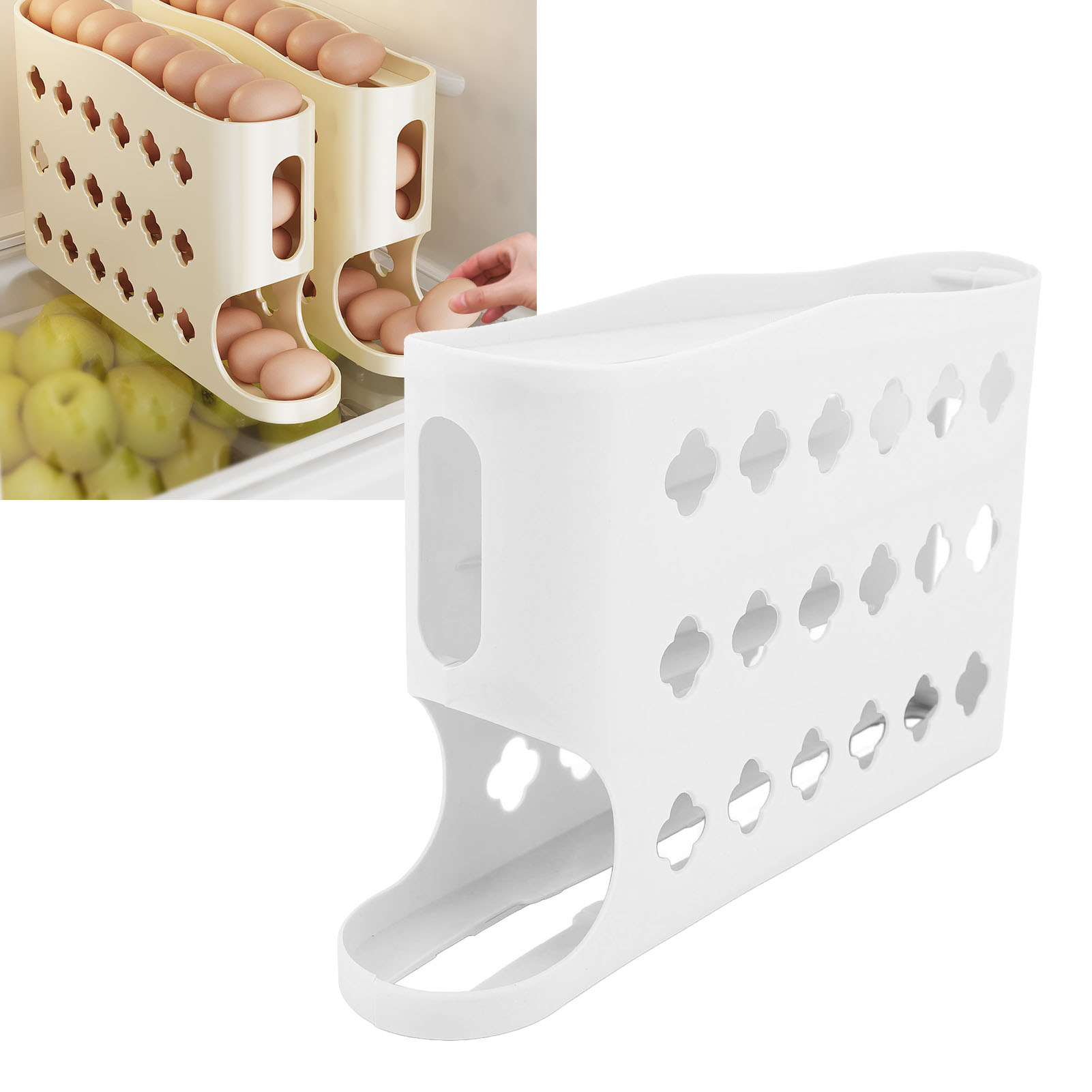 4 Tiers Egg Organizer Large Capacity Space Saving for Fridge Kitchen - Picture 13 of 18