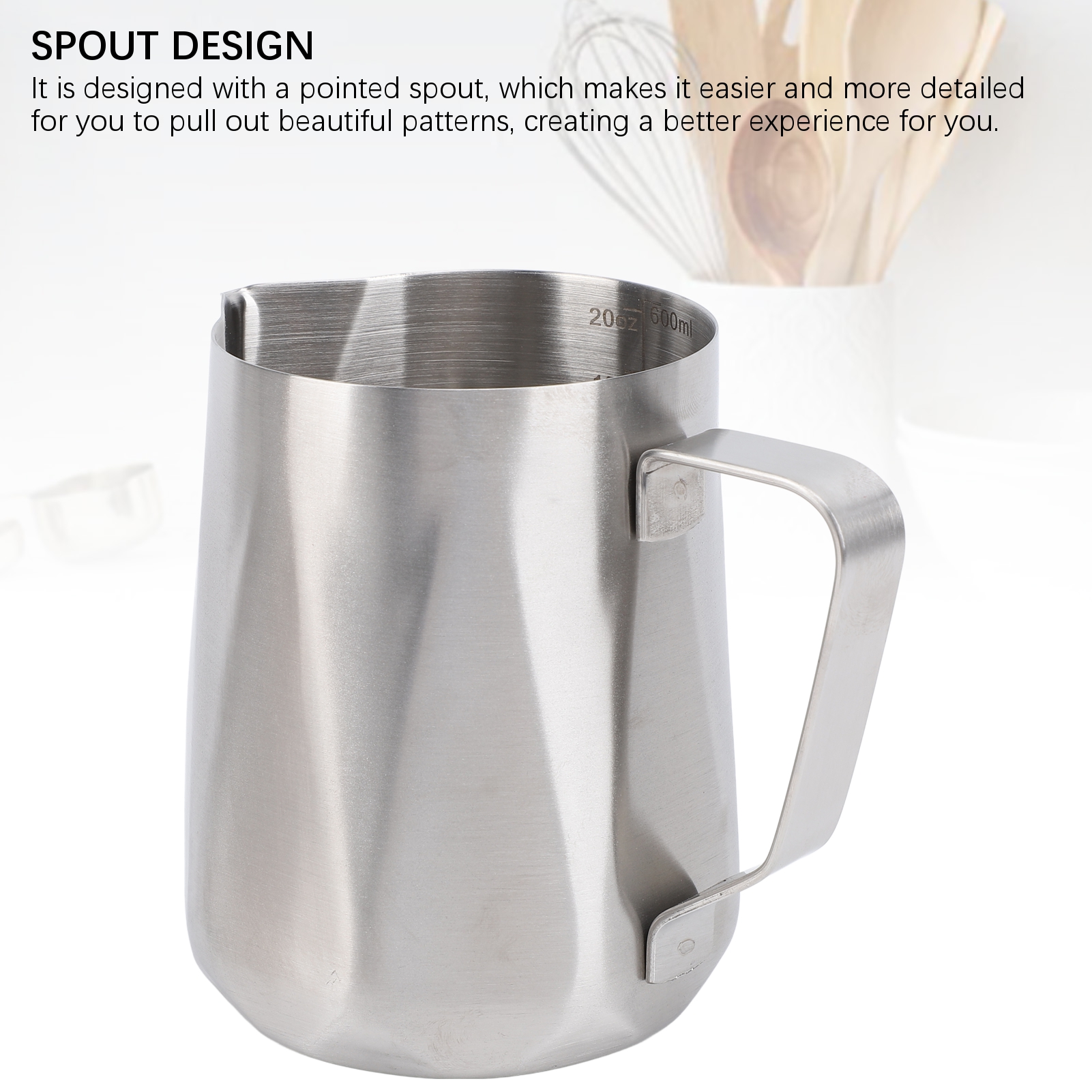 Milk Frothing Pitcher 304 Stainless Steel Professional Pointed Spouted Rhombu FF - Picture 24 of 28