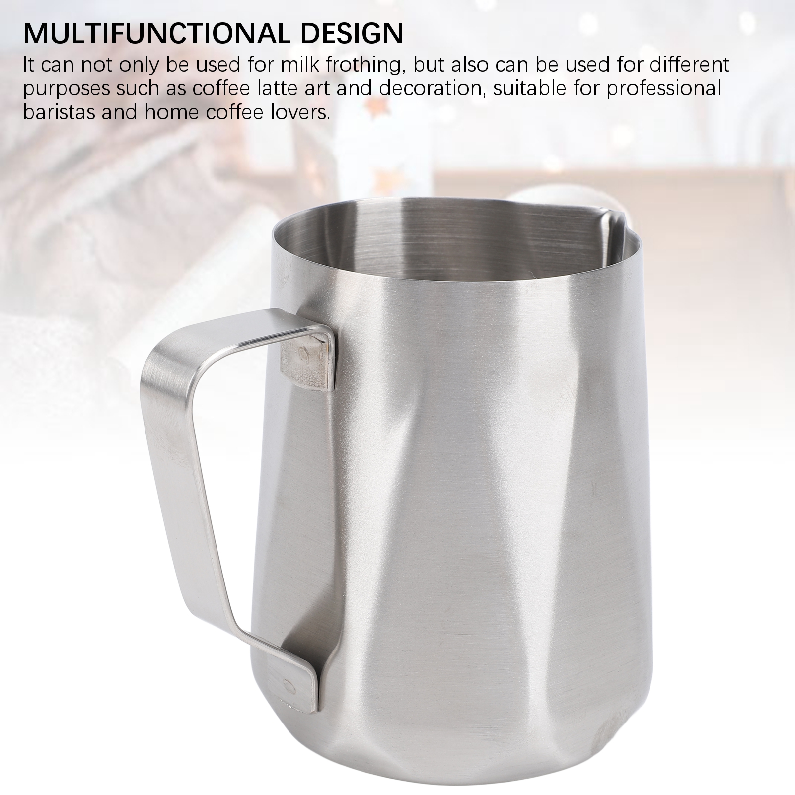 Milk Frothing Pitcher 304 Stainless Steel Professional Pointed Spouted Rhombu FF - Picture 28 of 28