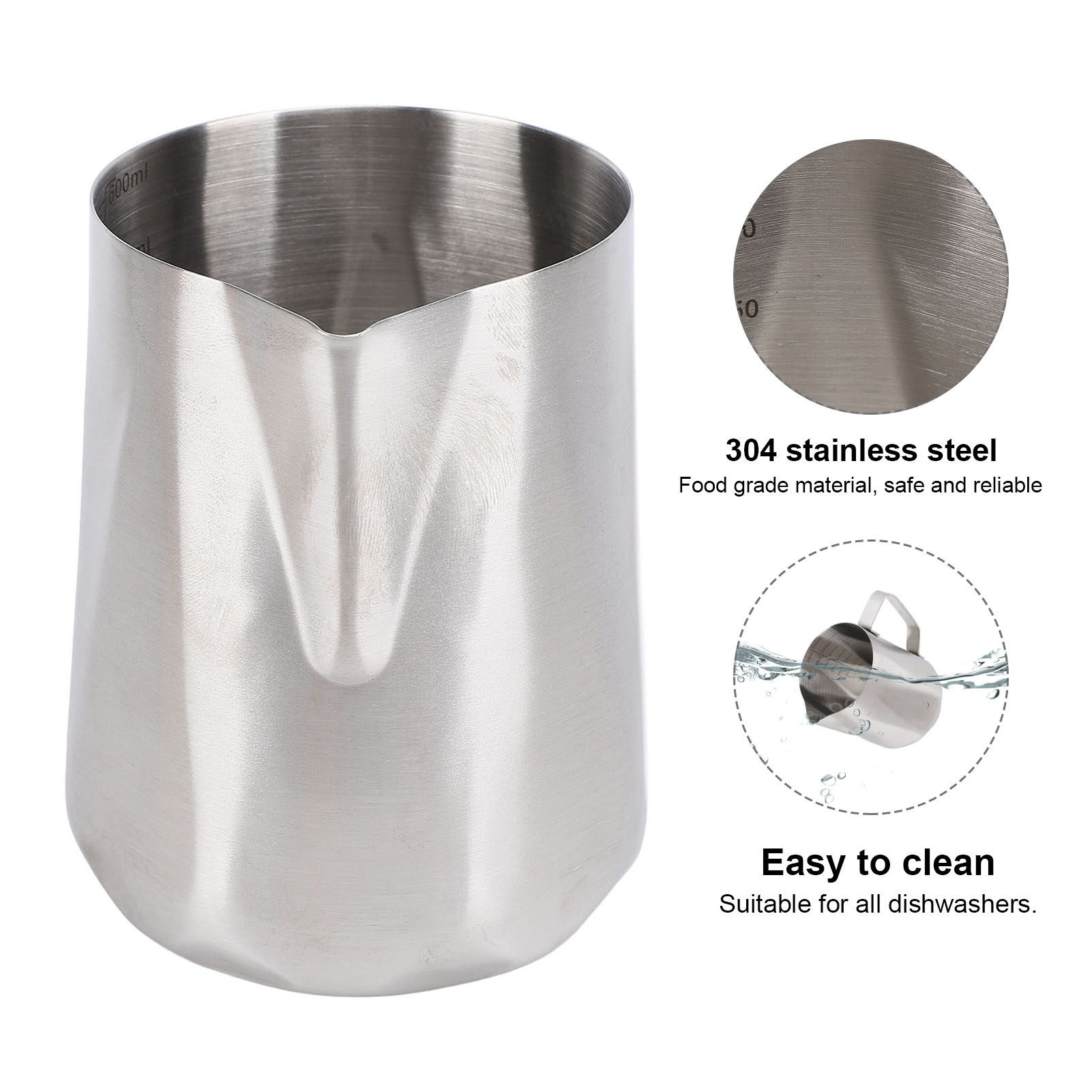 Milk Frothing Pitcher 304 Stainless Steel Professional Pointed Spouted Rhombu FF - Picture 25 of 28