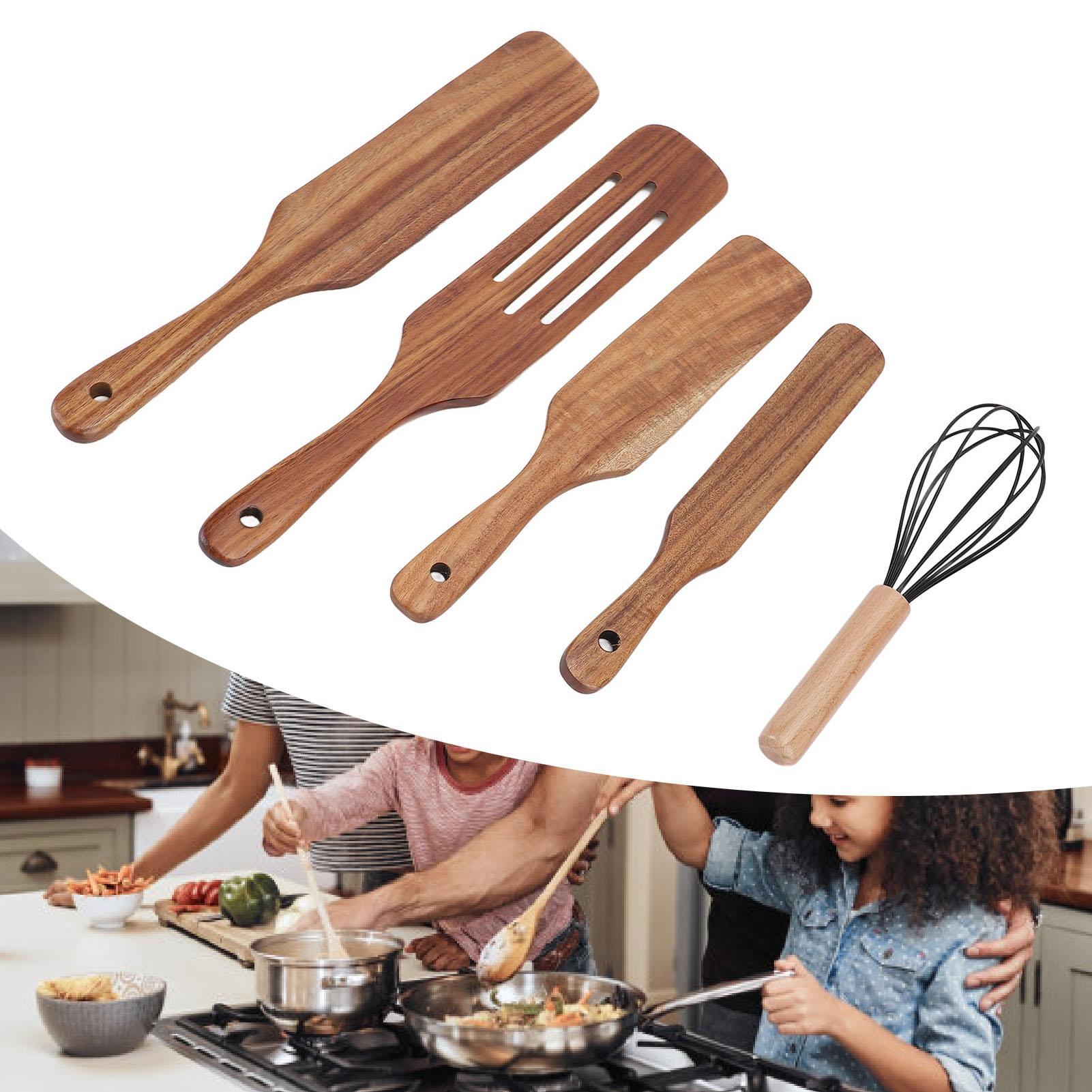 Cucchiai in Legno per Cucina Set Comfort Grip Utensili da Cucina Leggeri - Foto 17 di 18
