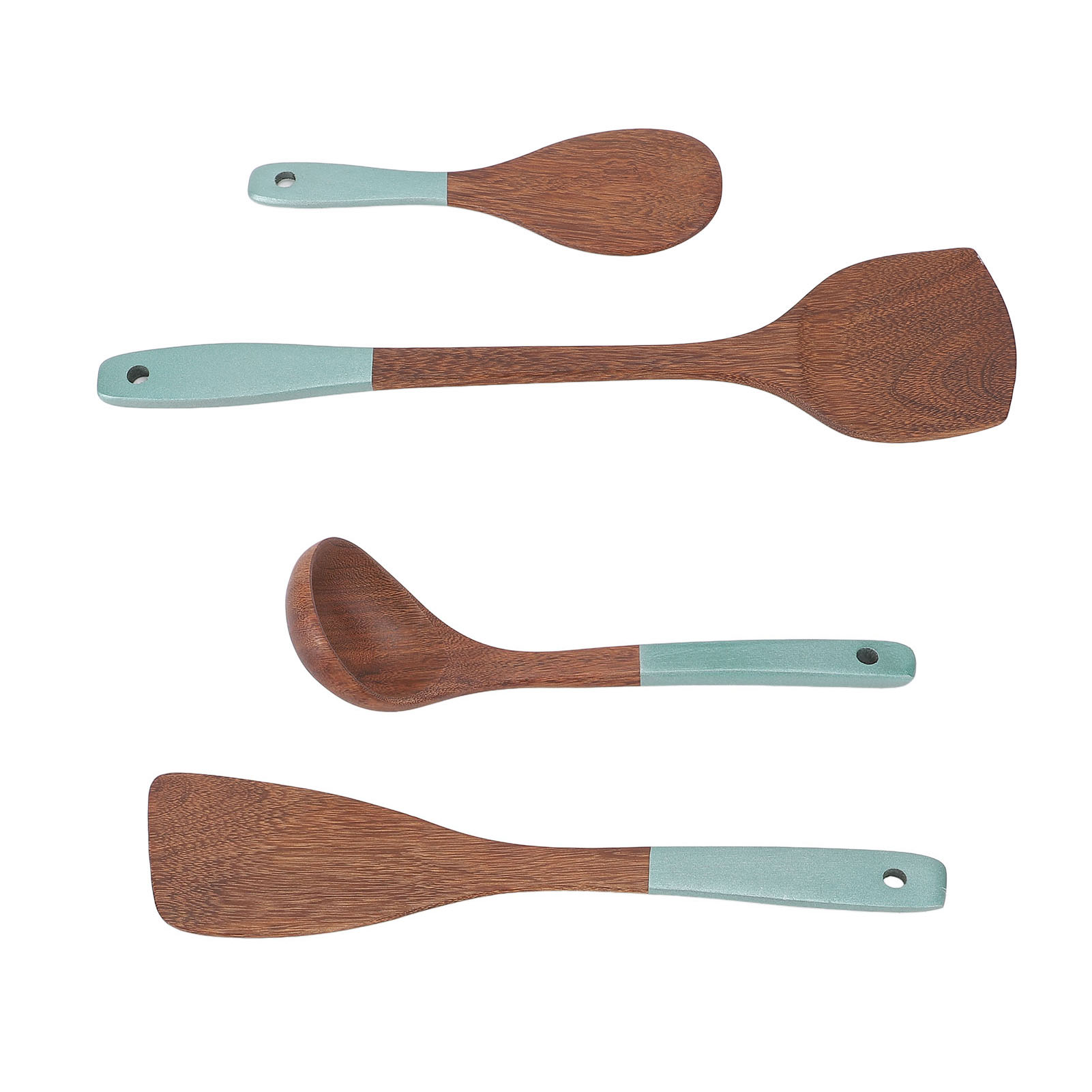 Set di utensili da cucina in legno premium 5 pezzi spatola gira zuppa mestolo - Foto 23 di 28