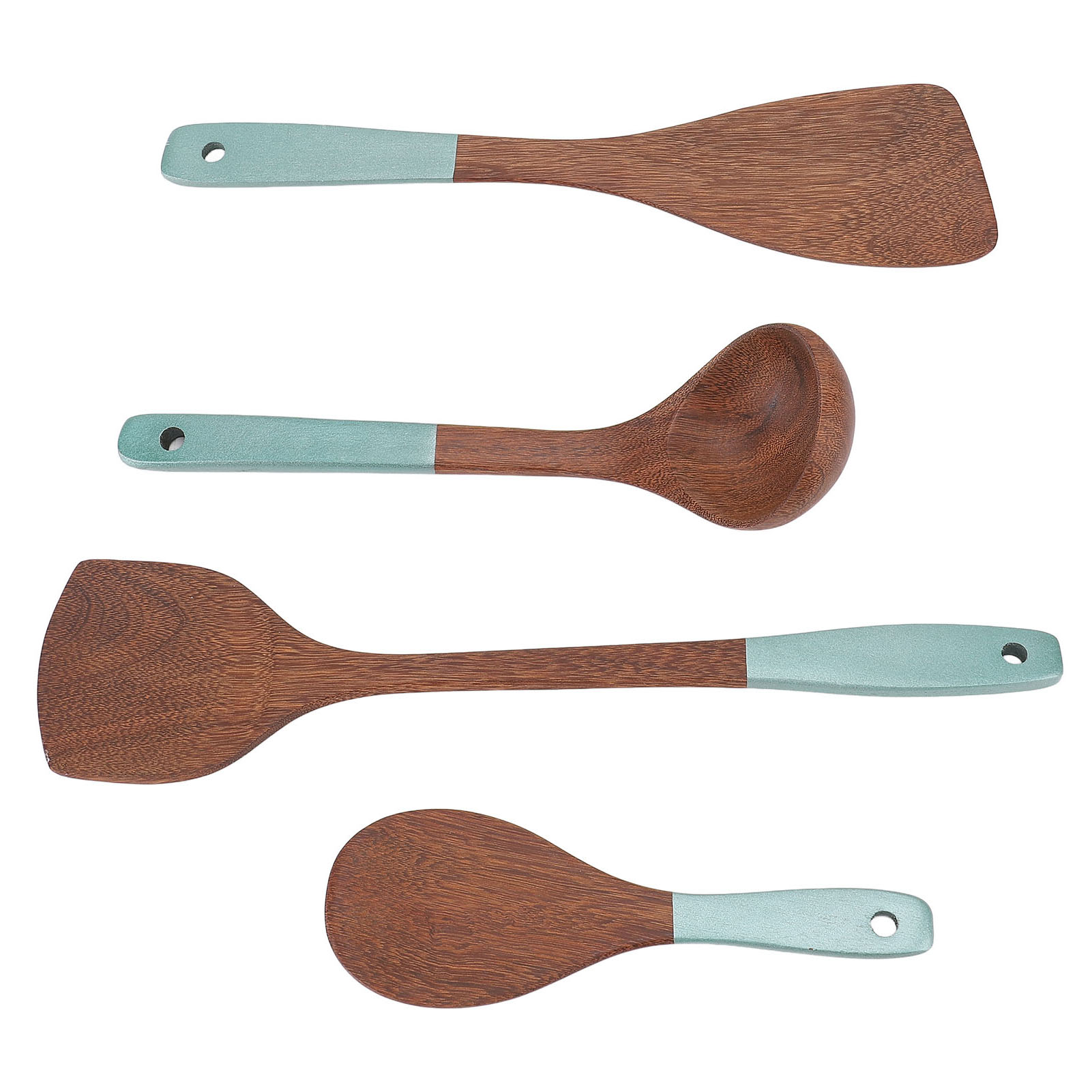 Set di utensili da cucina in legno premium 5 pezzi spatola gira zuppa mestolo - Foto 28 di 28
