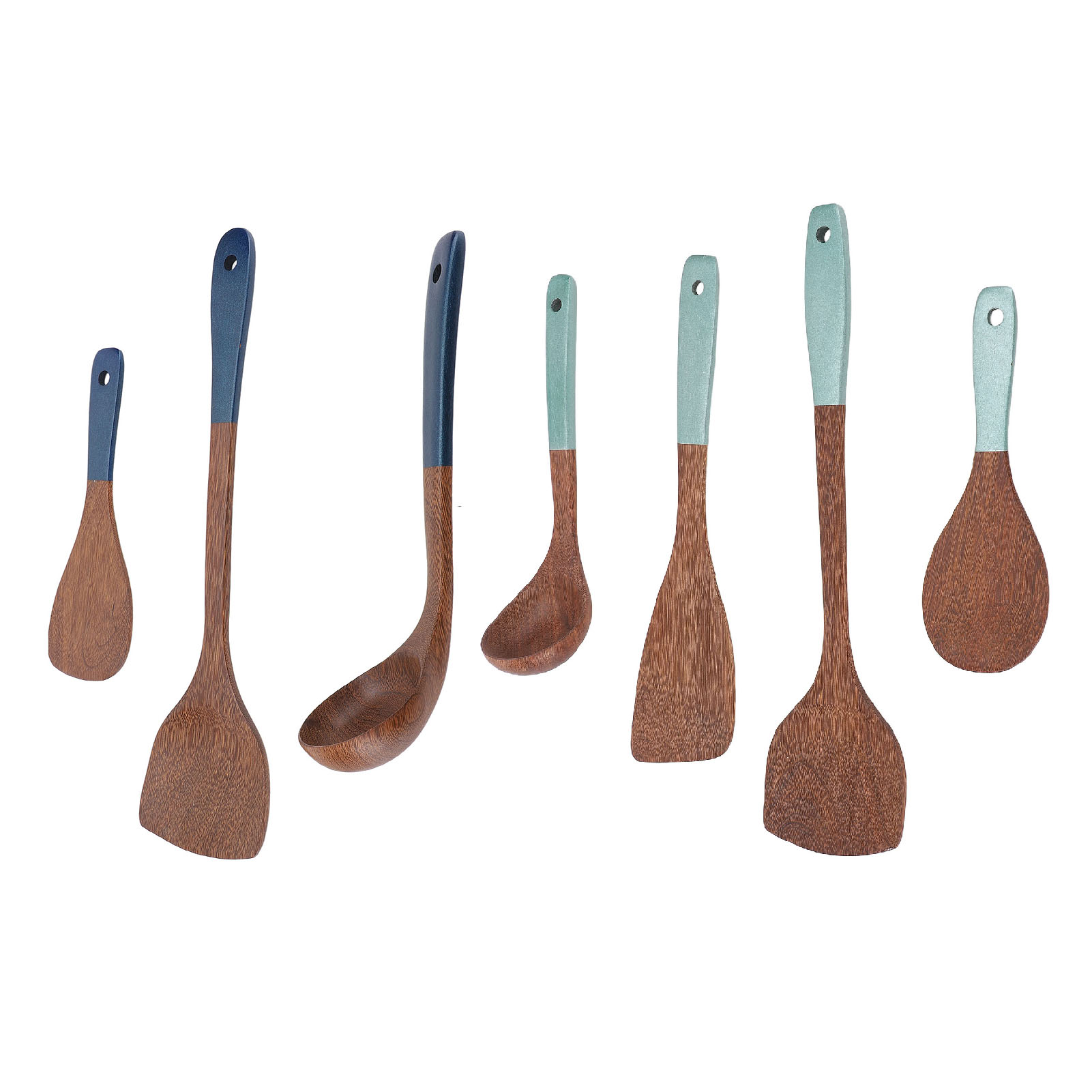 Set di utensili da cucina in legno premium 5 pezzi spatola gira zuppa mestolo - Foto 24 di 28