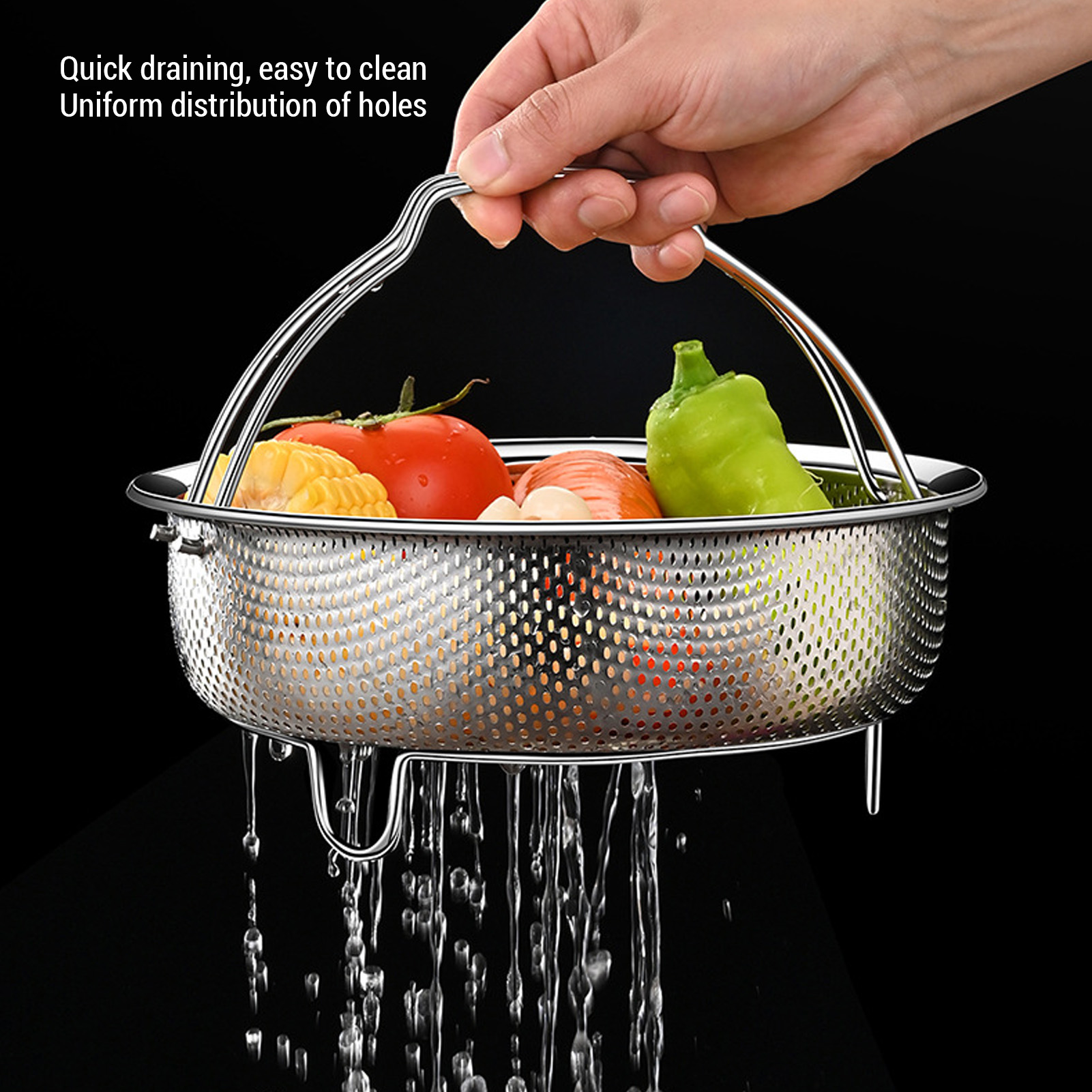 Steam Basket With Foldable Handle 304 Stainless Steel Multifunctional US - Picture 32 of 33