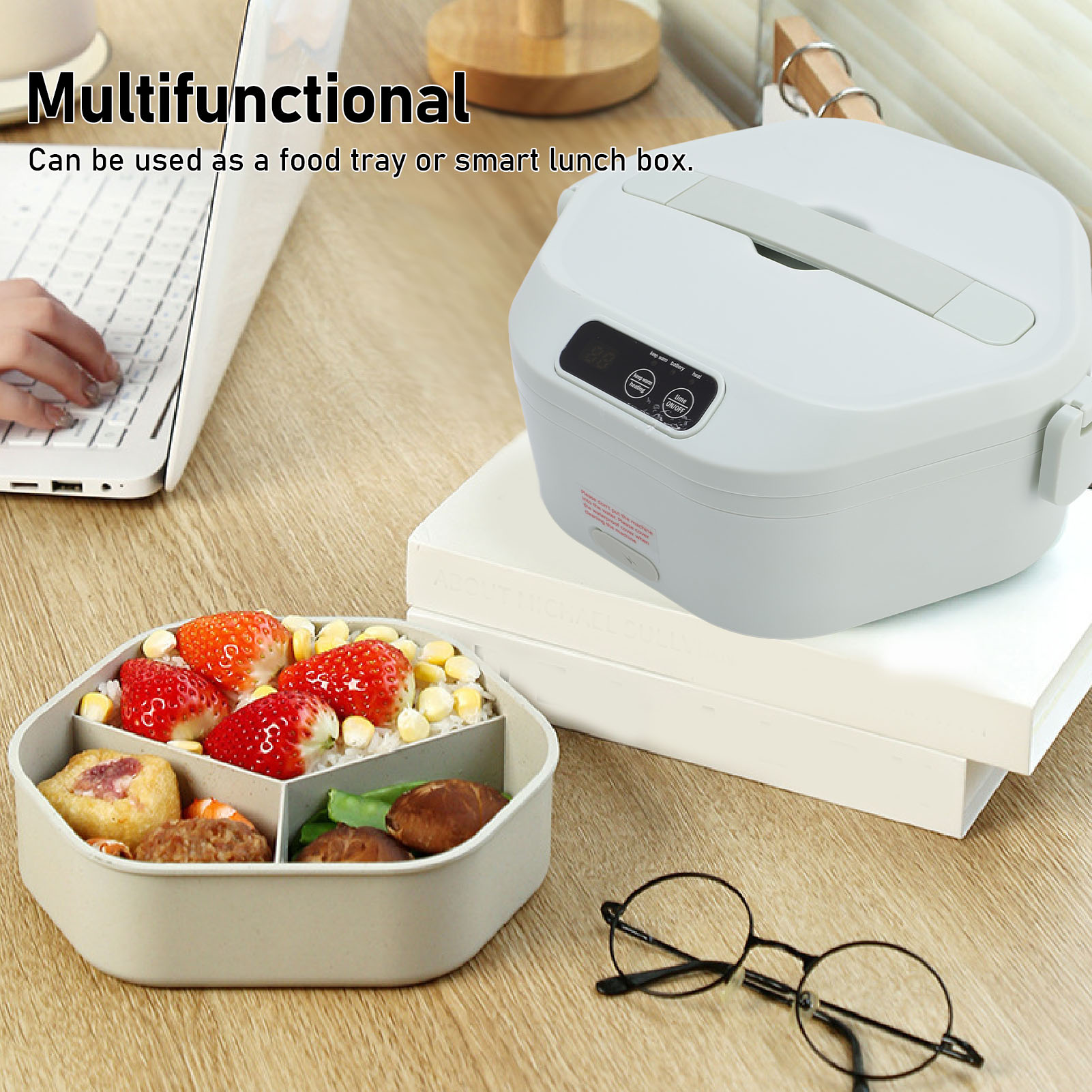 Electric Lunch Box Multifunctional Adjustable Porcelain Liner Cordless US - Picture 26 of 30