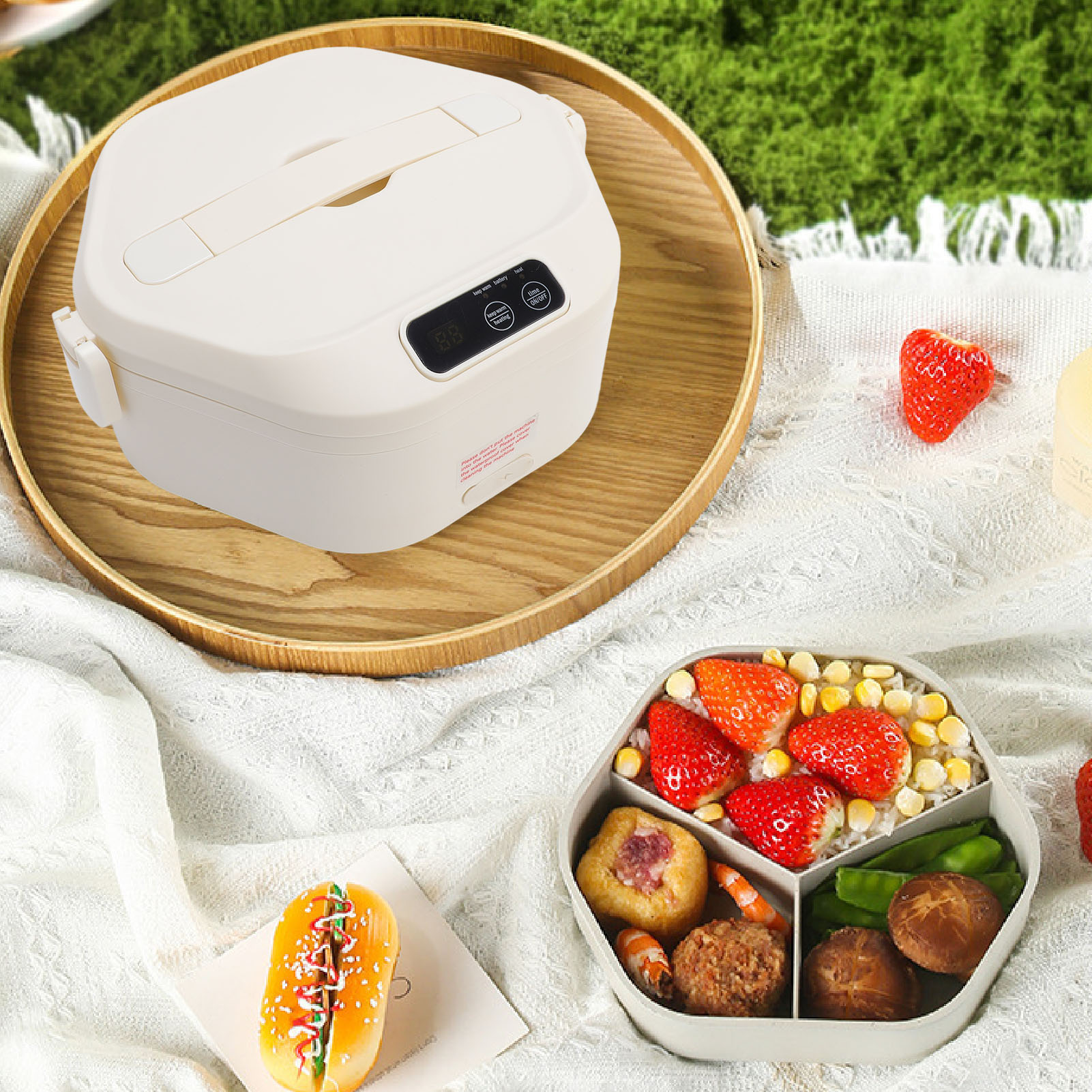 Electric Lunch Box Multifunctional Adjustable Porcelain Liner Cordless US - Picture 25 of 30