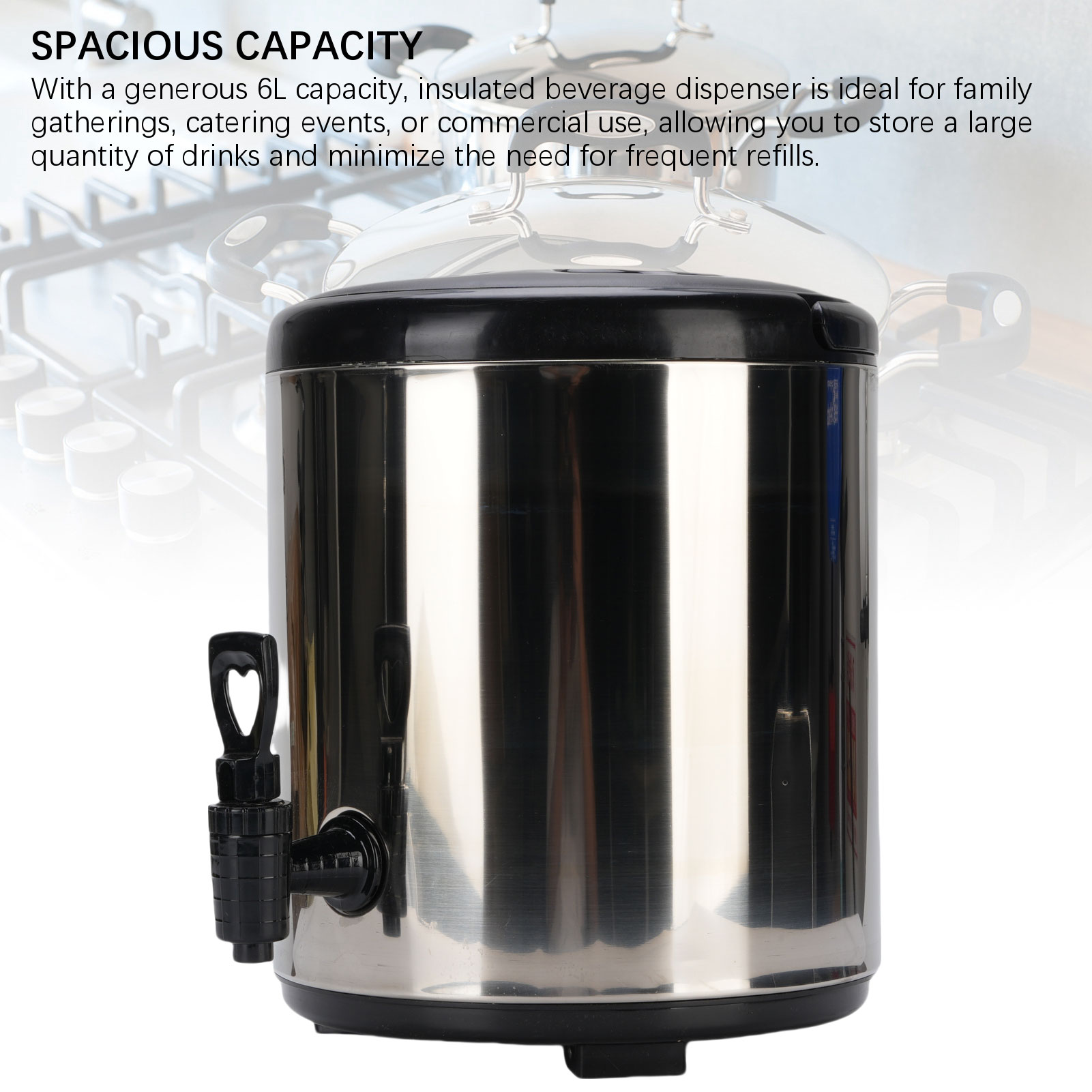6L Insulated Beverage Dispenser 304 Stainless Steel Portable Hot And Cold US - Picture 26 of 30