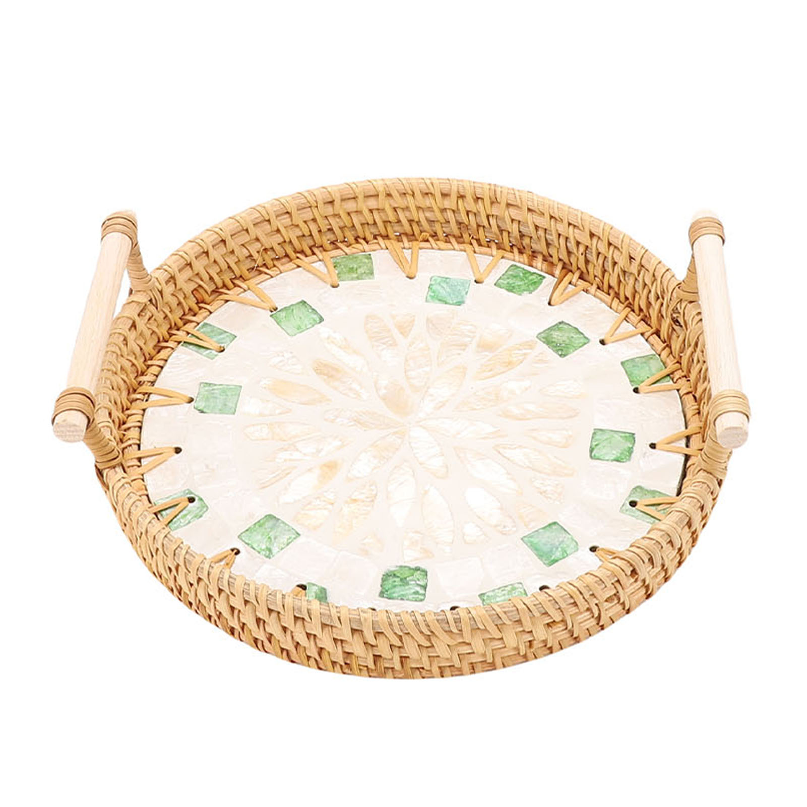 Three Piece Woven Rattan Fruit Bowl Round Shell Tray - Picture 25 of 31