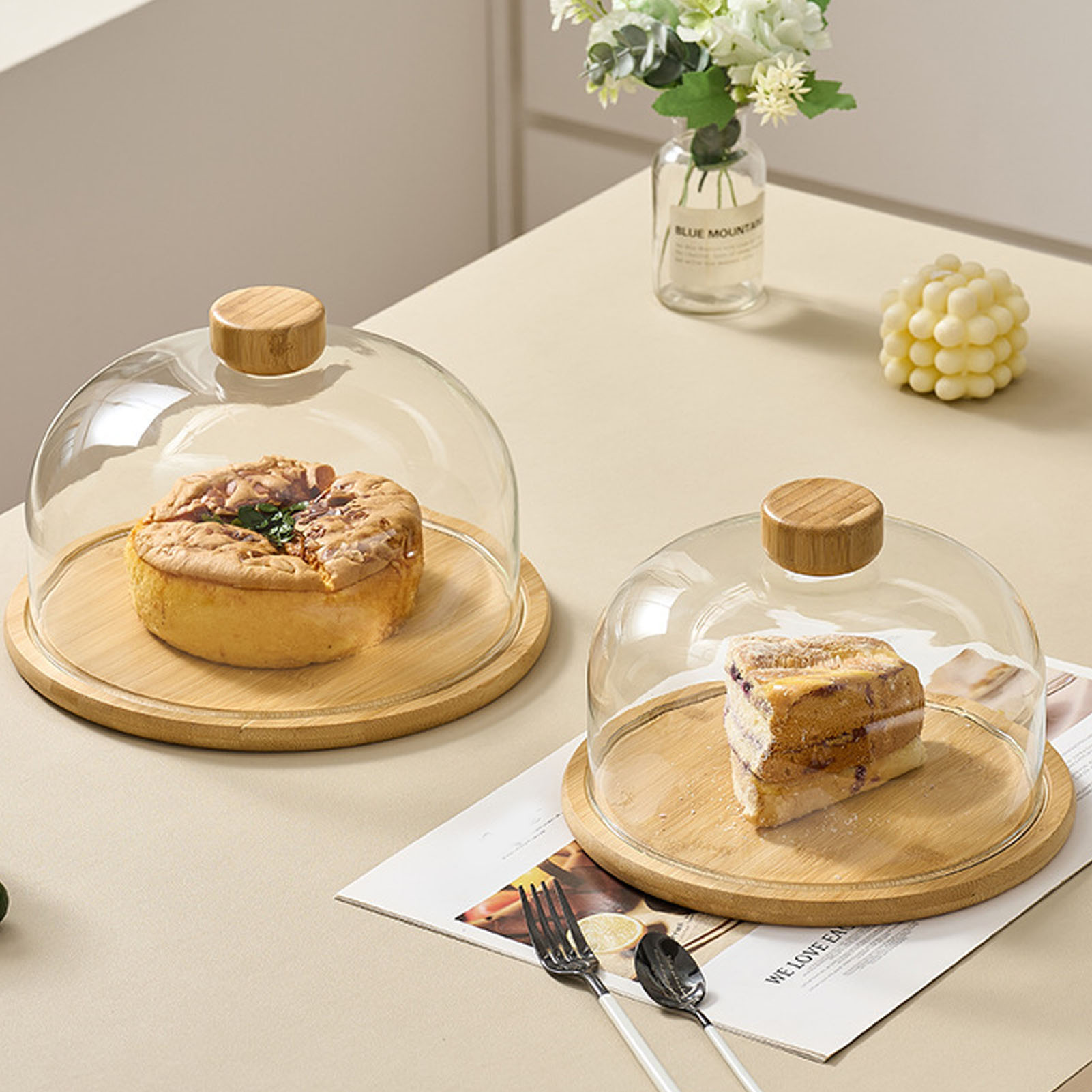 11 Inch Glass Dome Cake Stand Wedding Dessert Display - Picture 25 of 30