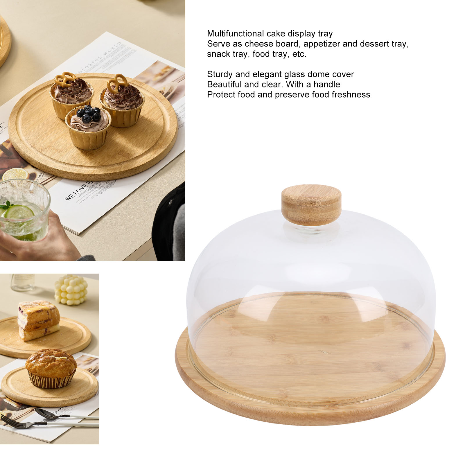 11 Inch Glass Dome Cake Stand Wedding Dessert Display - Picture 30 of 30