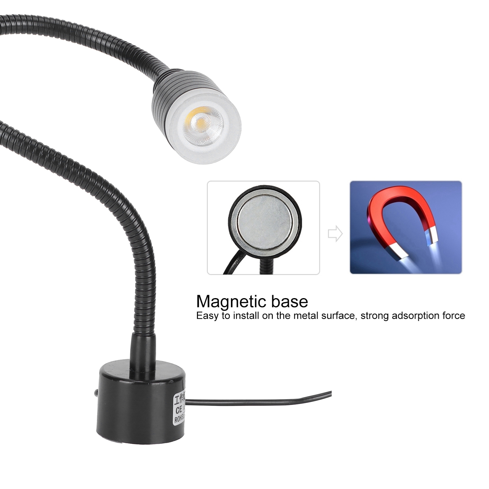 LED Universal Adjustable Machine Tool Light 5W Work Lamp With Magnetic Base NEW