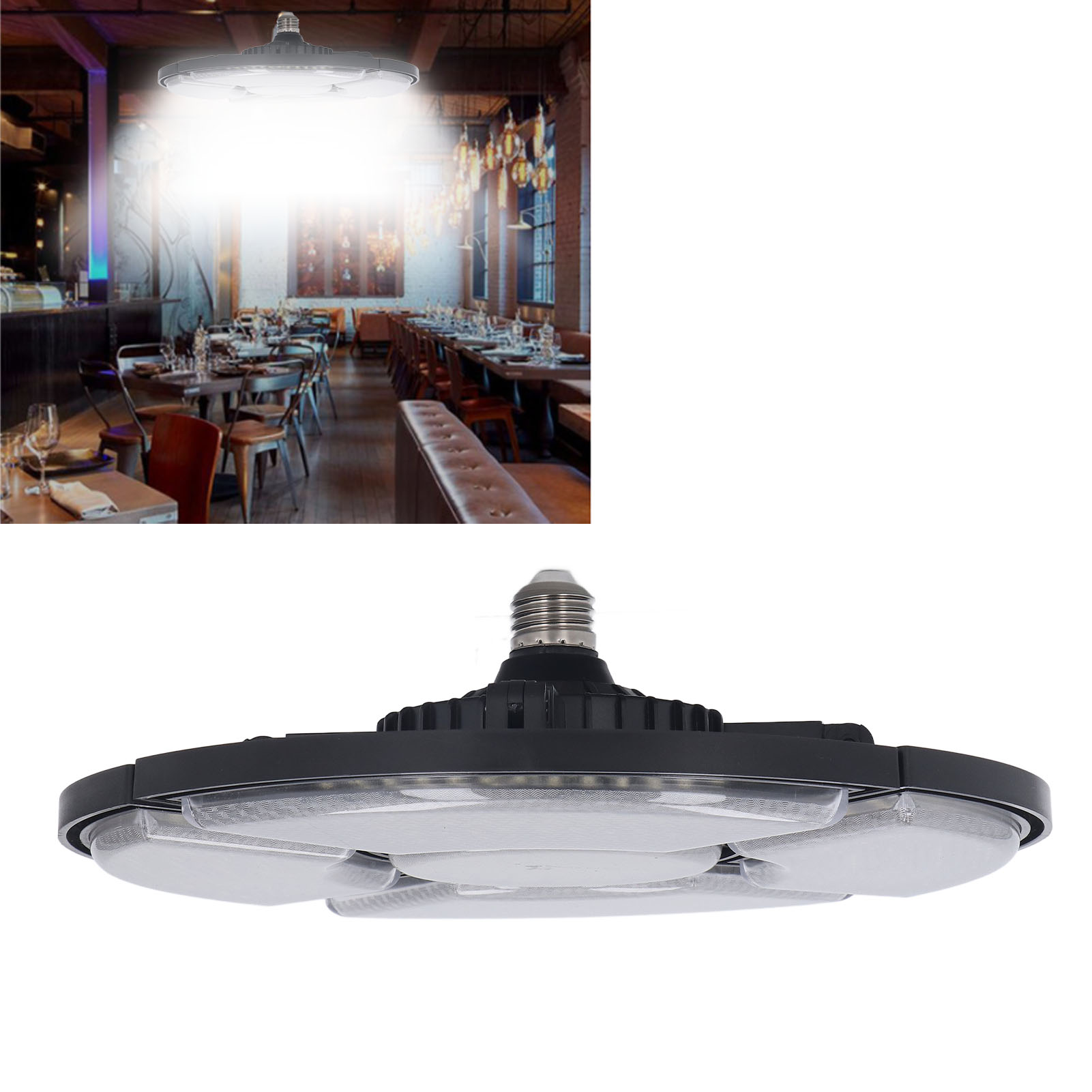 180W LED Lampe d'atelier Eclairage de Garage, 18000LM Éclairage LED Garage,  E27/E26 Eclairage Plafonnier Déformable avec 10+1 Panneaux Réglables,  Garages Sous sol Atelier Entrepôt, 1 pcs : : Luminaires et  Éclairage