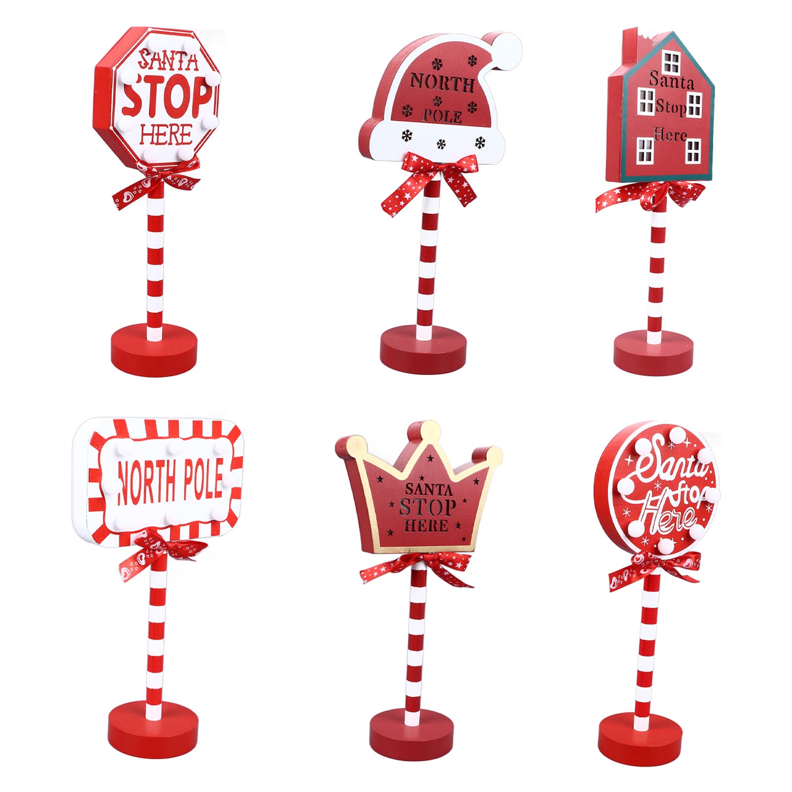 Christmas Stop Here Decor Metal Solid Wood LED Delicate Santa Stop Here Tree UK