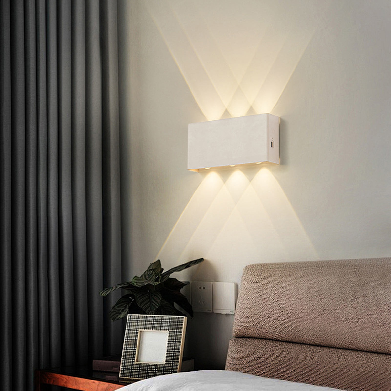 Battery Operated Wall Sconce USB Rechargeable Dimmable 3 Modes Up Down Lighting