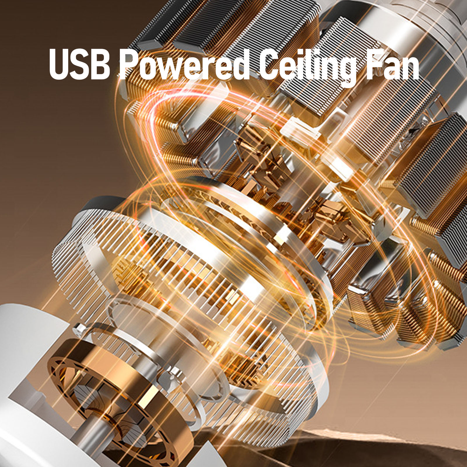 A USB Powered Ceiling Fan With Light 4 Speed Timing Function 7200mAh Battery - Picture 27 of 30