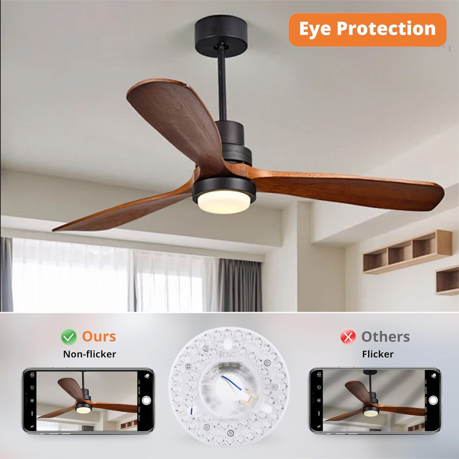A 4.92 Inch LED Ceiling Fan Light Retrofit Kit 18W 3CCT 3000K 4000K 6000K - Picture 27 of 30