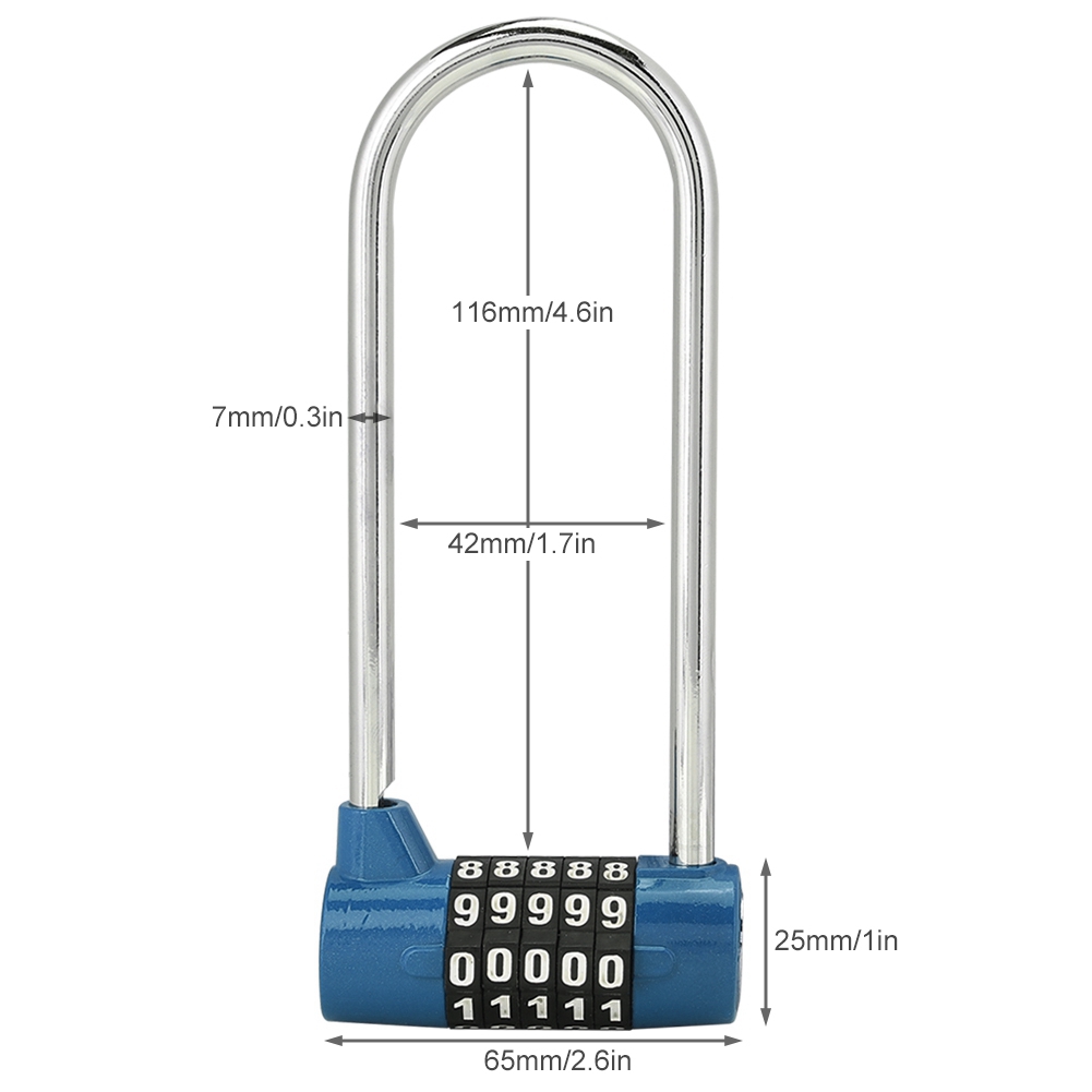 Zinc Alloy U Shape Combination Digit Password Code Lock Extra Long Cabinet Do CB - Bild 15 von 22