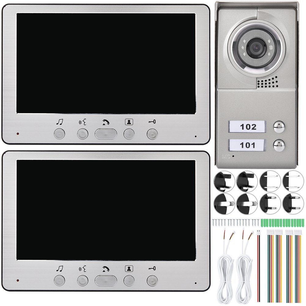 7in Apartment 2 Units Wired Video Door Phone Visual Entry Intercom System NEW - Imagen 16 de 18