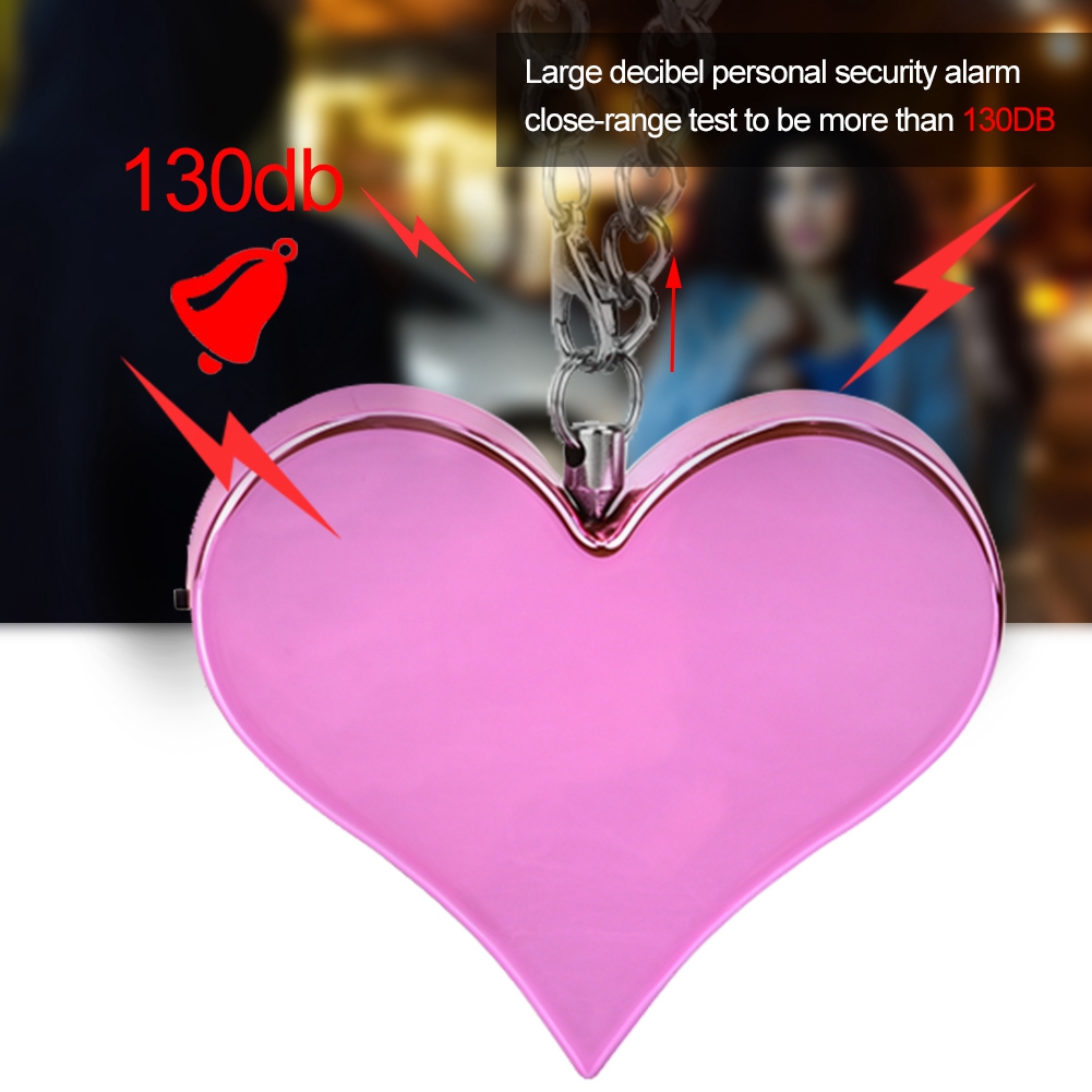 130DB Heart Shape Personal Security Alarm Keychain Emergency Self Defense Si GF0 - Picture 12 of 13