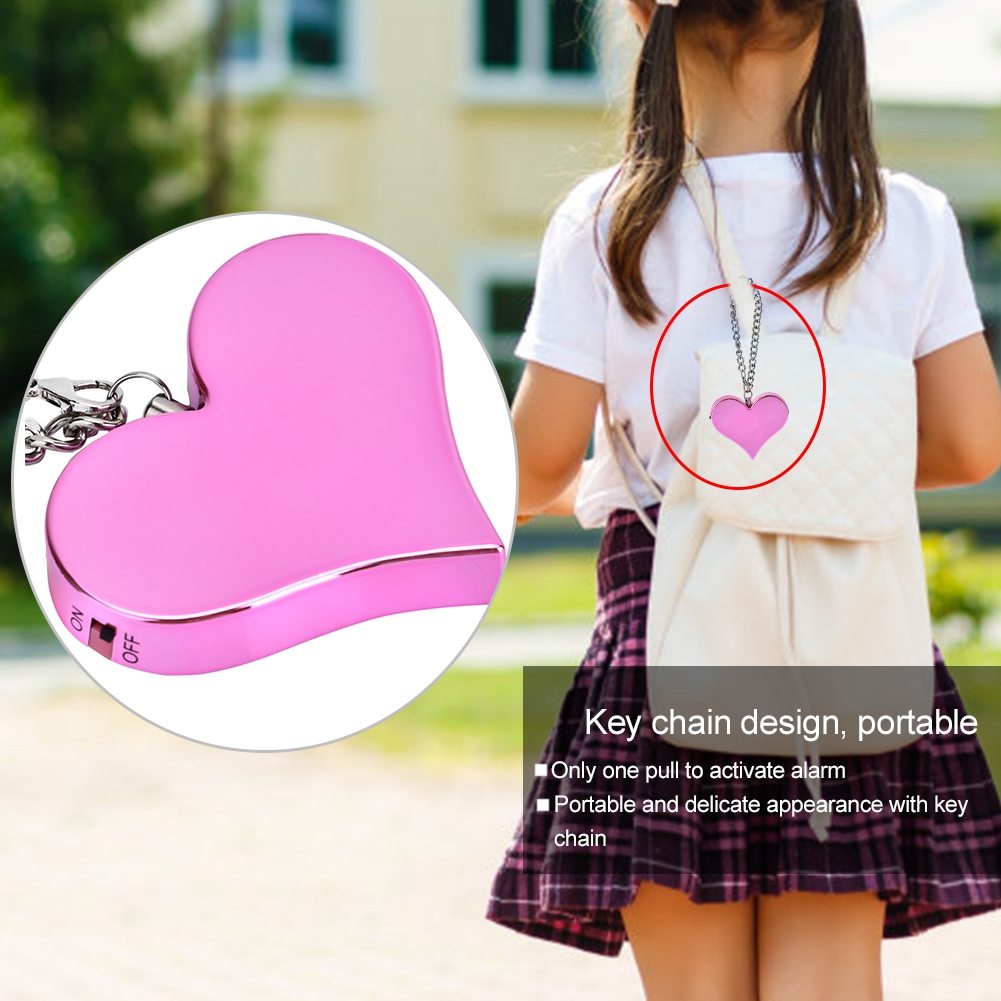 130DB Heart Shape Personal Security Alarm Keychain Emergency Self Defense Si GF0 - Picture 9 of 13