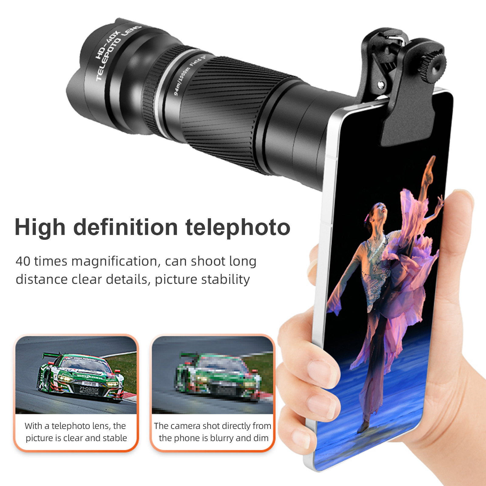 40X Zoom Lens With Tripod Phone Telephoto Lens Phone Telescope