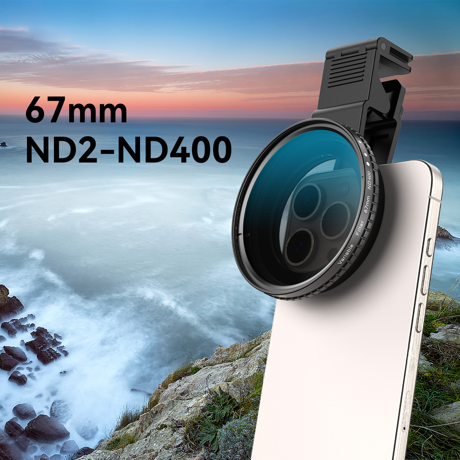 67mm Variable ND Filter For Phone Camera Lens ND2-ND400 Adjustable