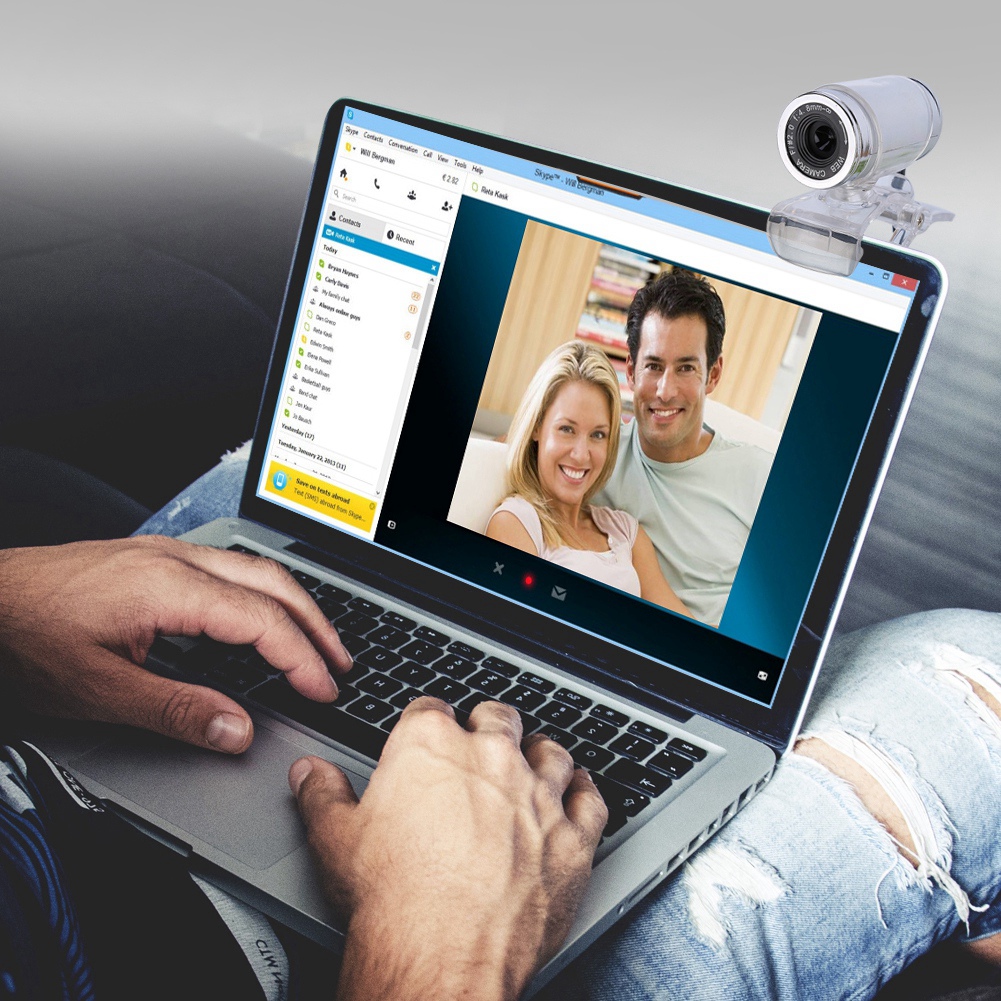 Clip On 360 Degree USB 0.3 Megapixel HD Webcam Web Camera With Mic Black+Sil DOB - Photo 10/11