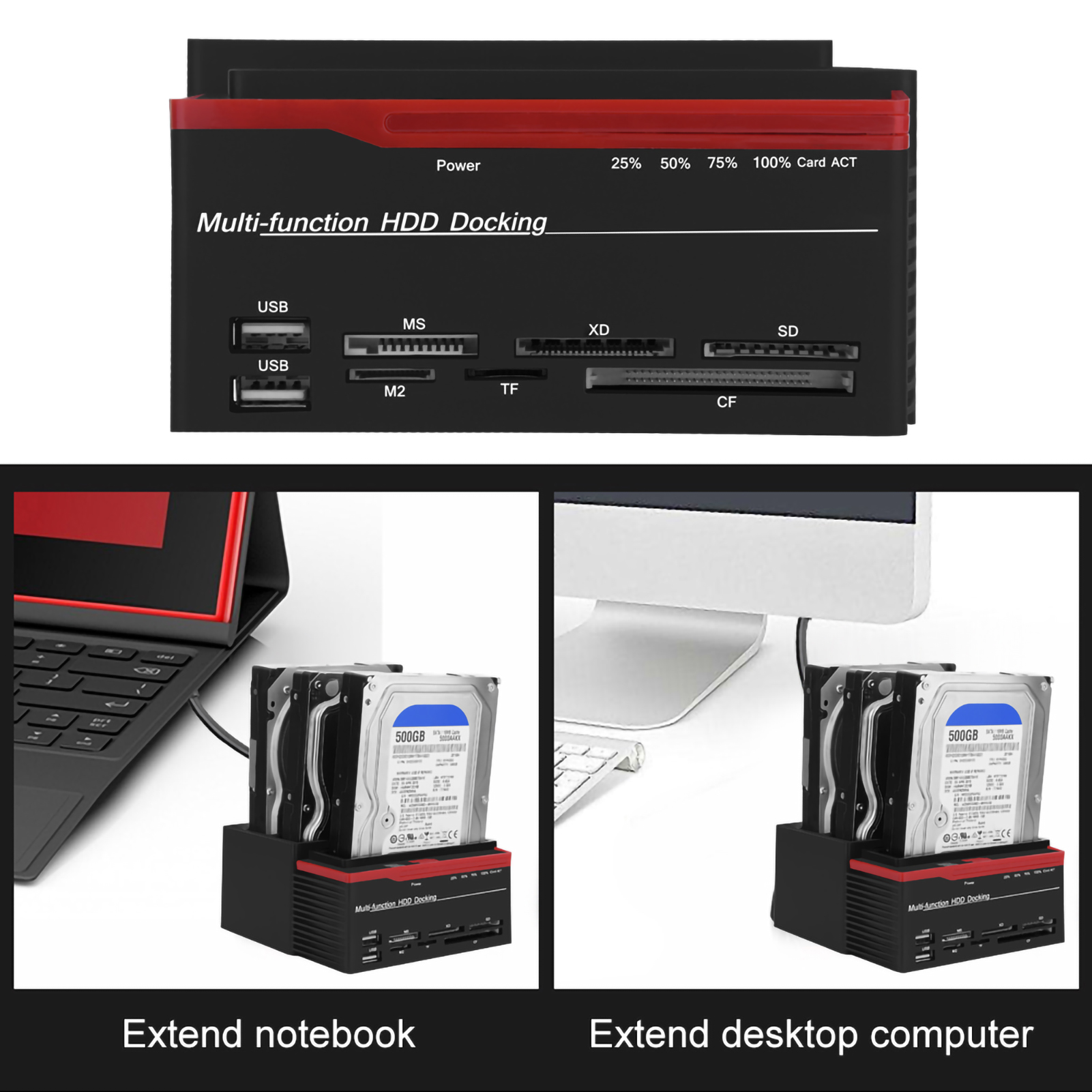 2.5in 3.5in DualBay USB3.0 IDE HDD Docking Station Offline Clone HUB Rea DB - Photo 9/14