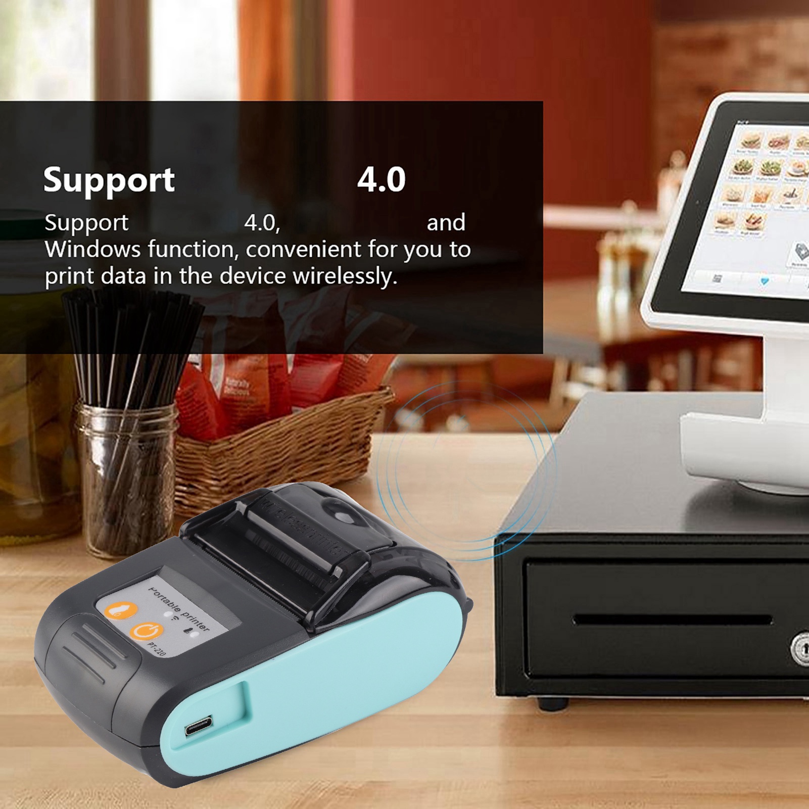 Wireless Portable Receipt Printer BT Thermal Bill Printer 58 Mm 110‑240 V FY - Afbeelding 16 van 18