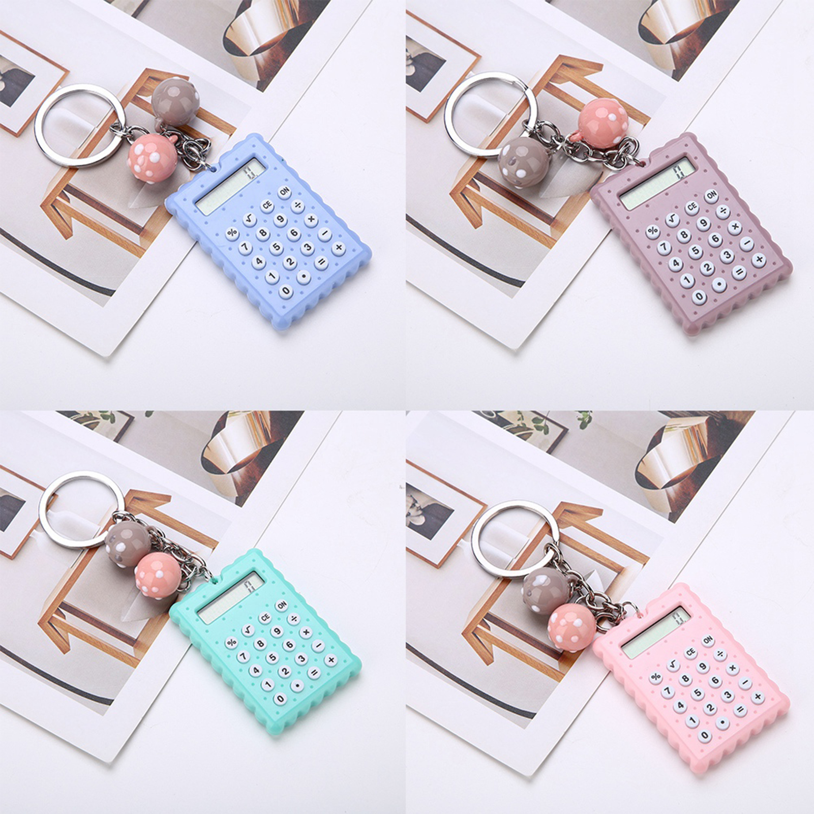 Mini Portable Cute Cookies Style Key Chain Calculator Candy Color Pocket Calc FY - Afbeelding 13 van 20