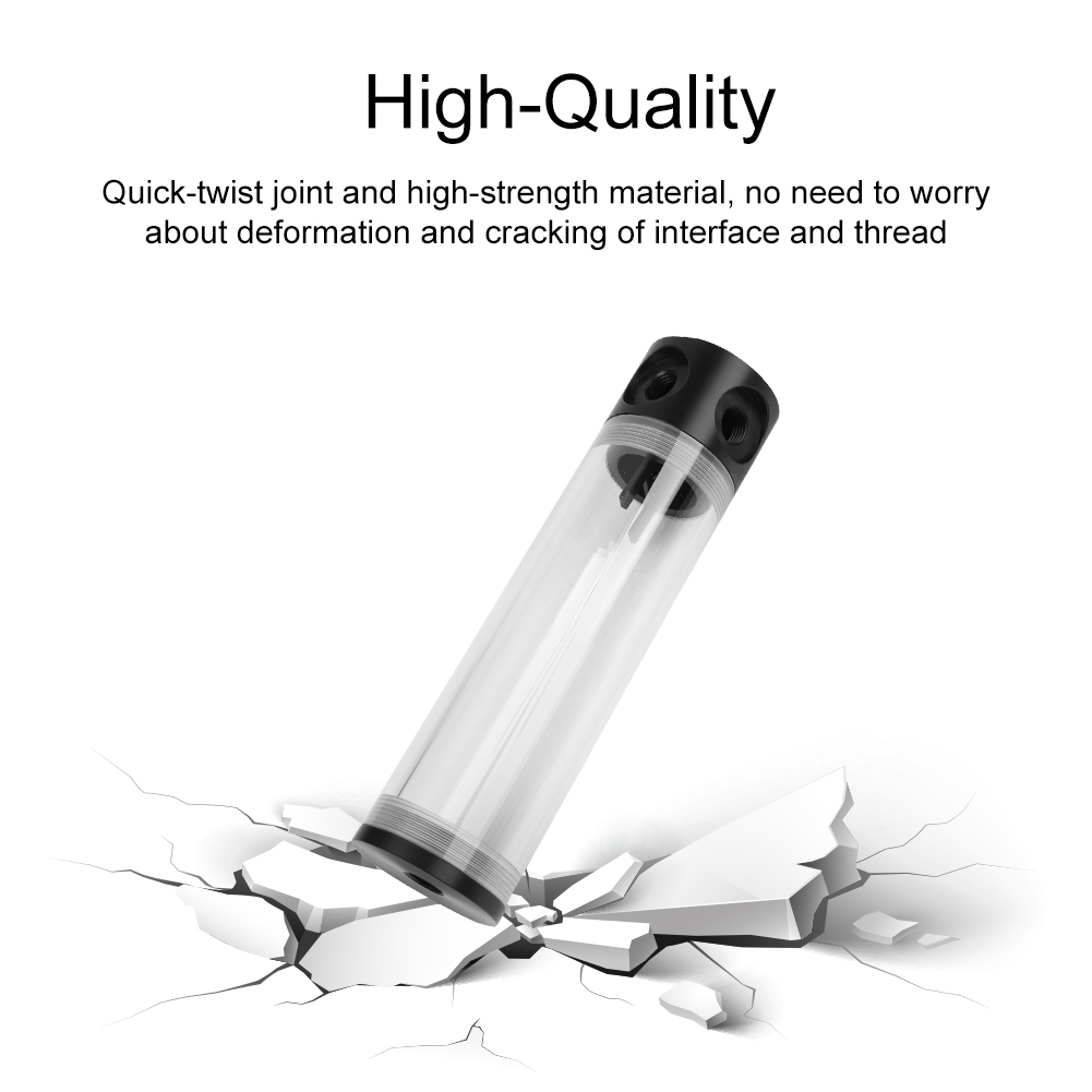 50mm Diameter G1/4 Thread DIY Extra Long Cylinder Water Cooled Tank For Compu CB - Afbeelding 18 van 19