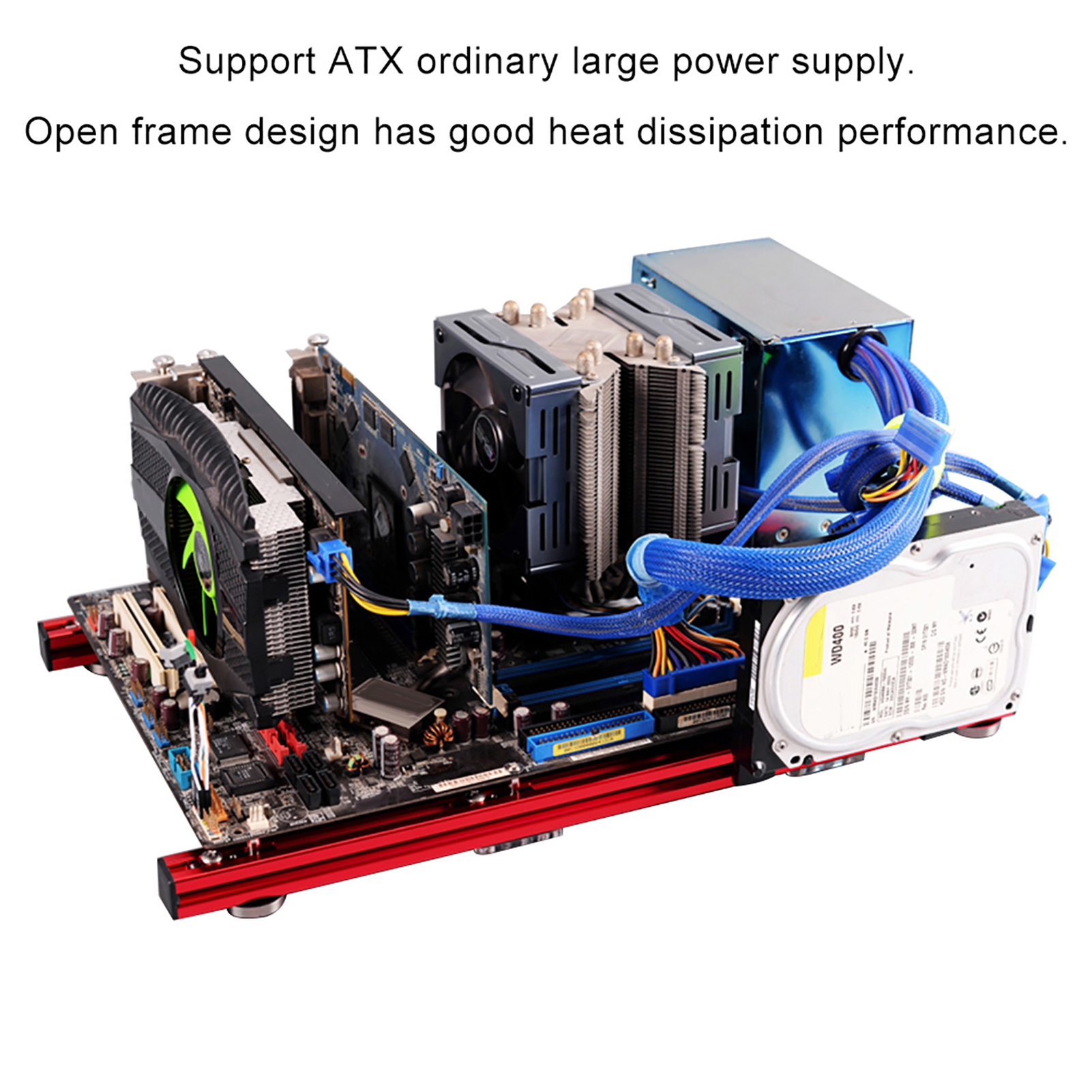 DIY Mini Open Aluminiumlegierung Rahmen ATX Motherboard PC Computergehäuse KUI - Bild 3 von 8