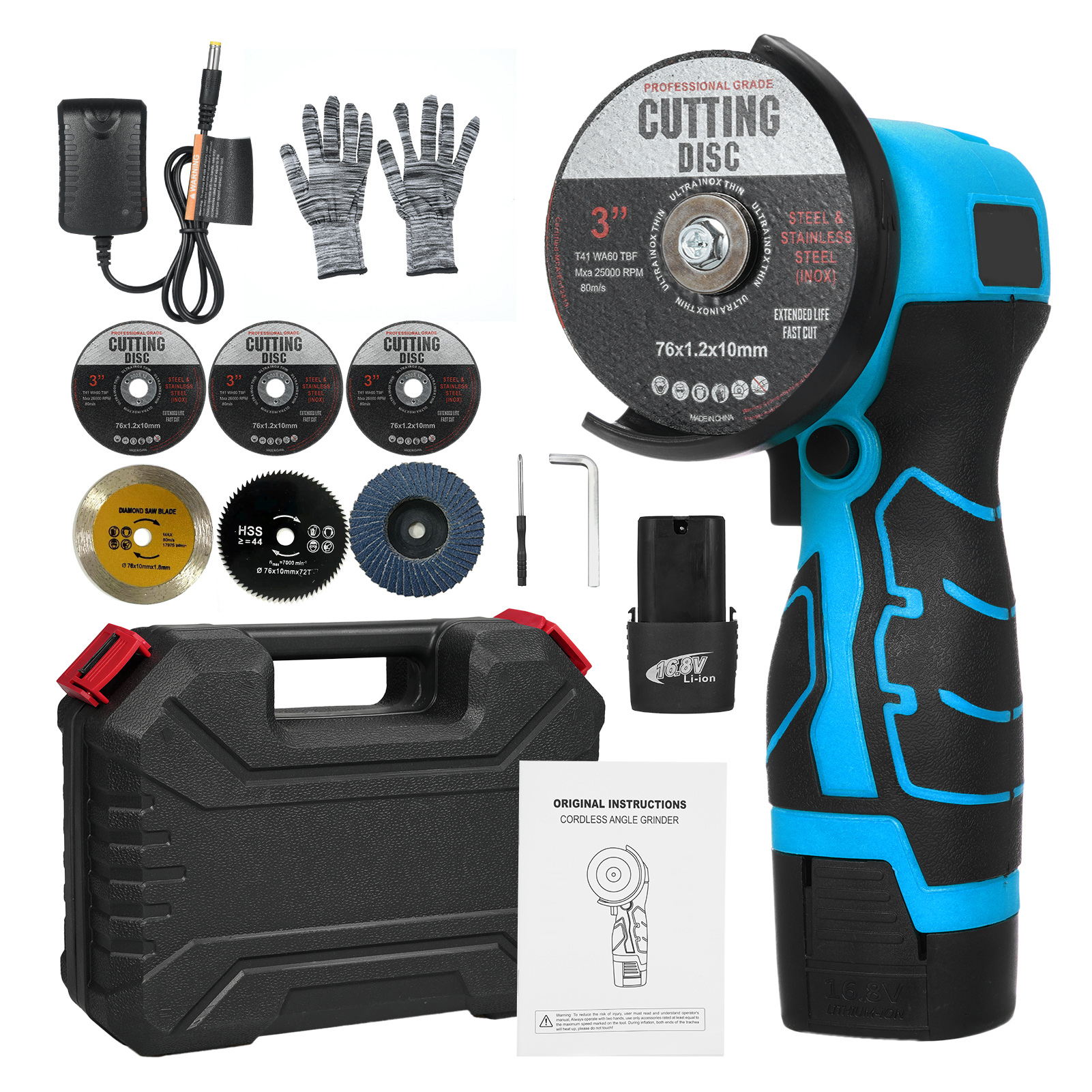 Electric Mini Grinder 7000rpm Cordless Angle Grinder for Cutting Polished Brick - Imagen 13 de 14