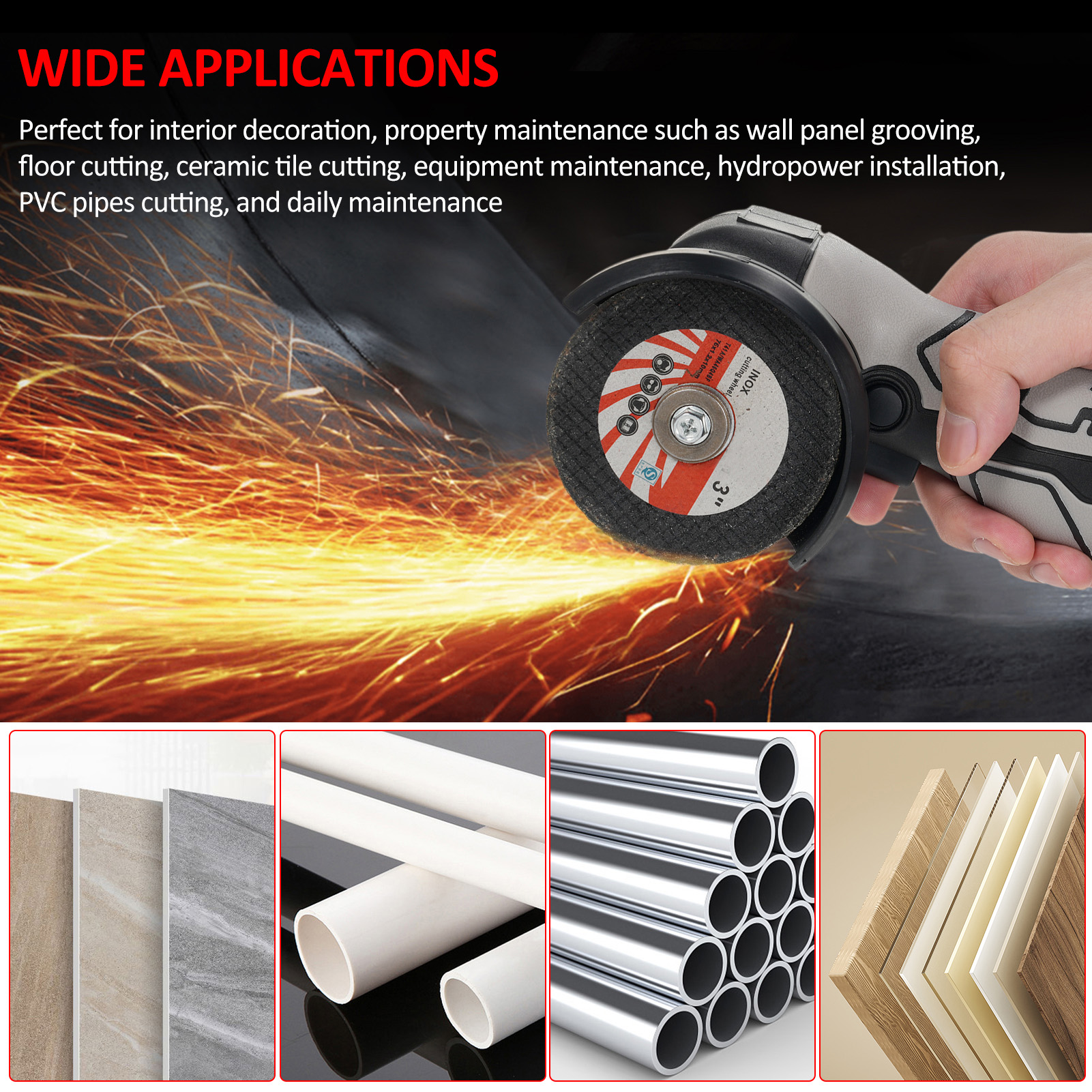 Electric Mini Grinder 7000rpm Cordless Angle Grinder for Cutting Polished Brick - Imagen 10 de 14