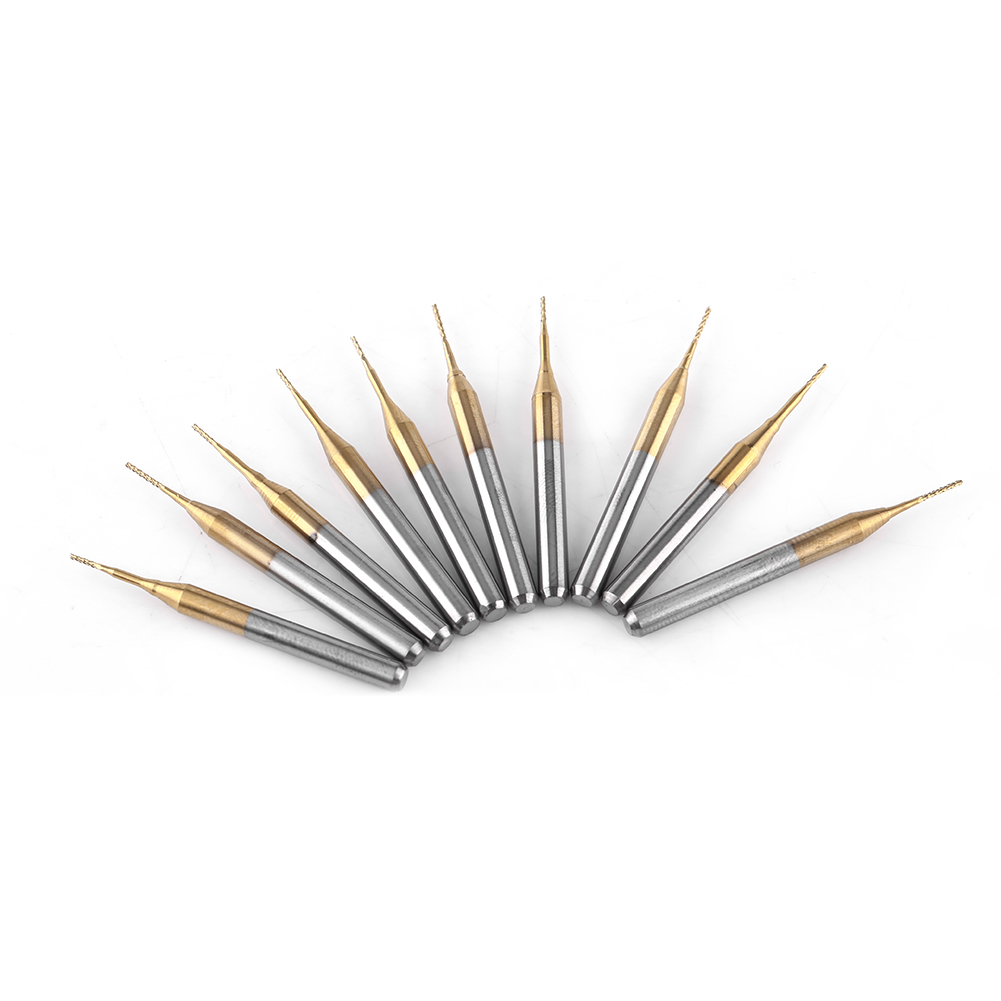 3.175mmx0.6mm 10pcs Titanium Coat Tungsten Carbide End Mill Engraving ...