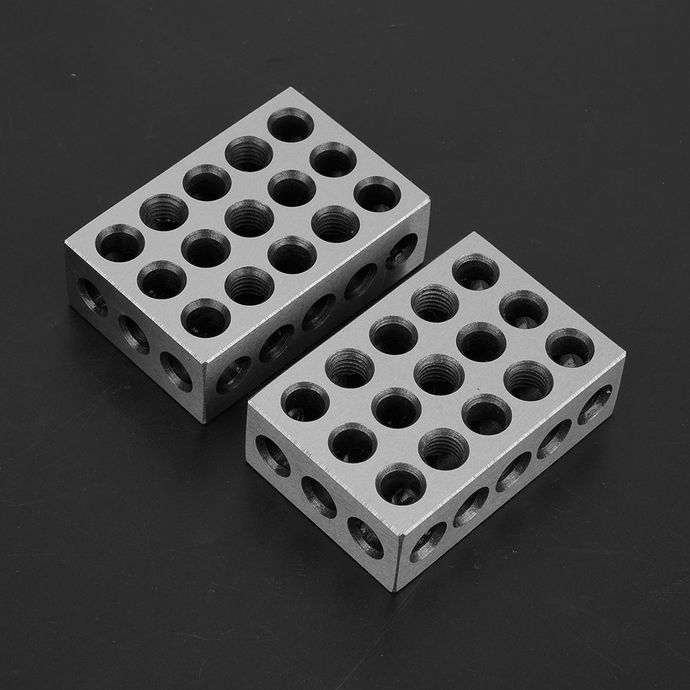 Produktbild von 2x Parallelblock 25x50x75mm – Gehärtet, 23 Löcher, Für Fräsmaschinen