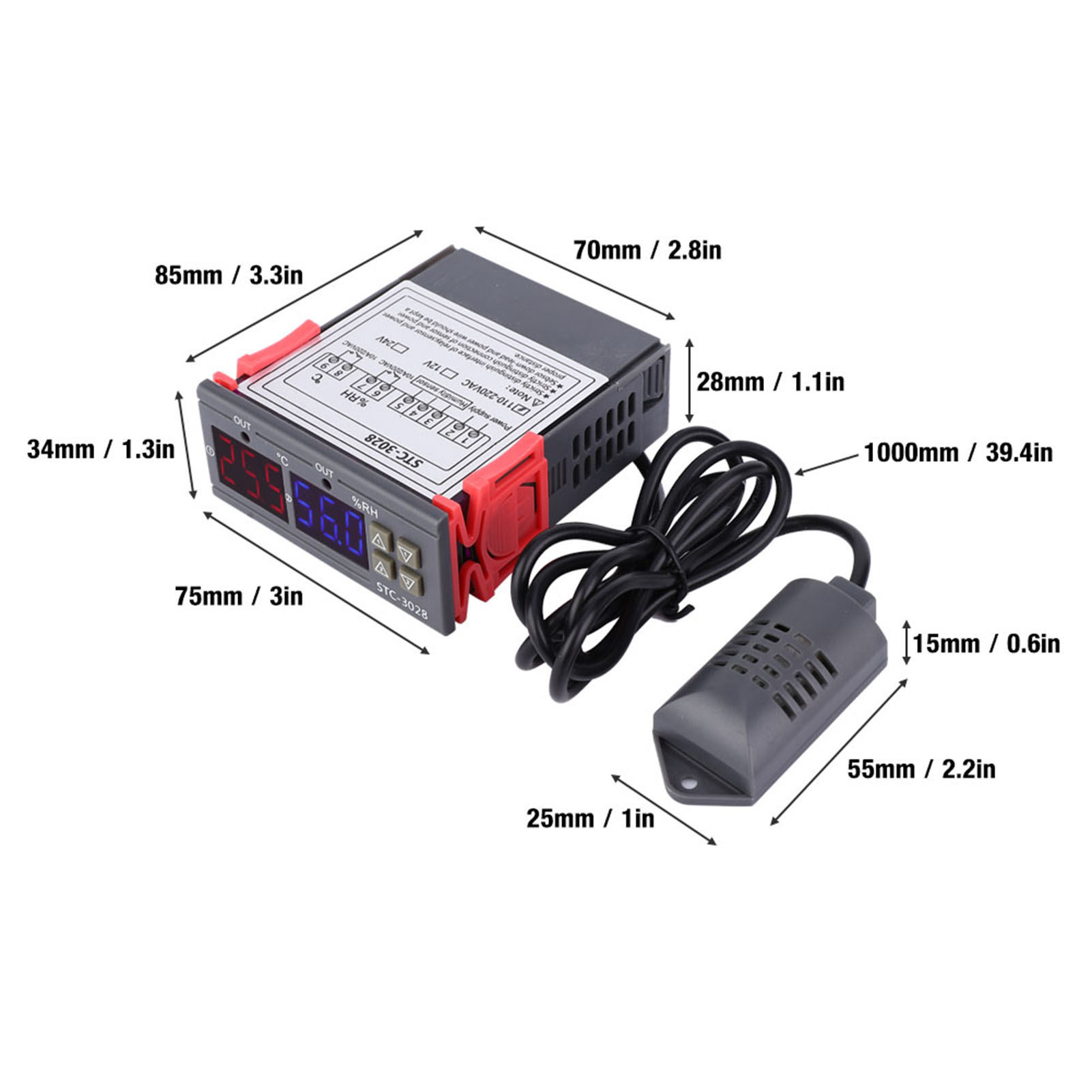 Medidor controlador digital de temperatura y humedad STC-3028 con sensor integrado - Imagen 14 de 17