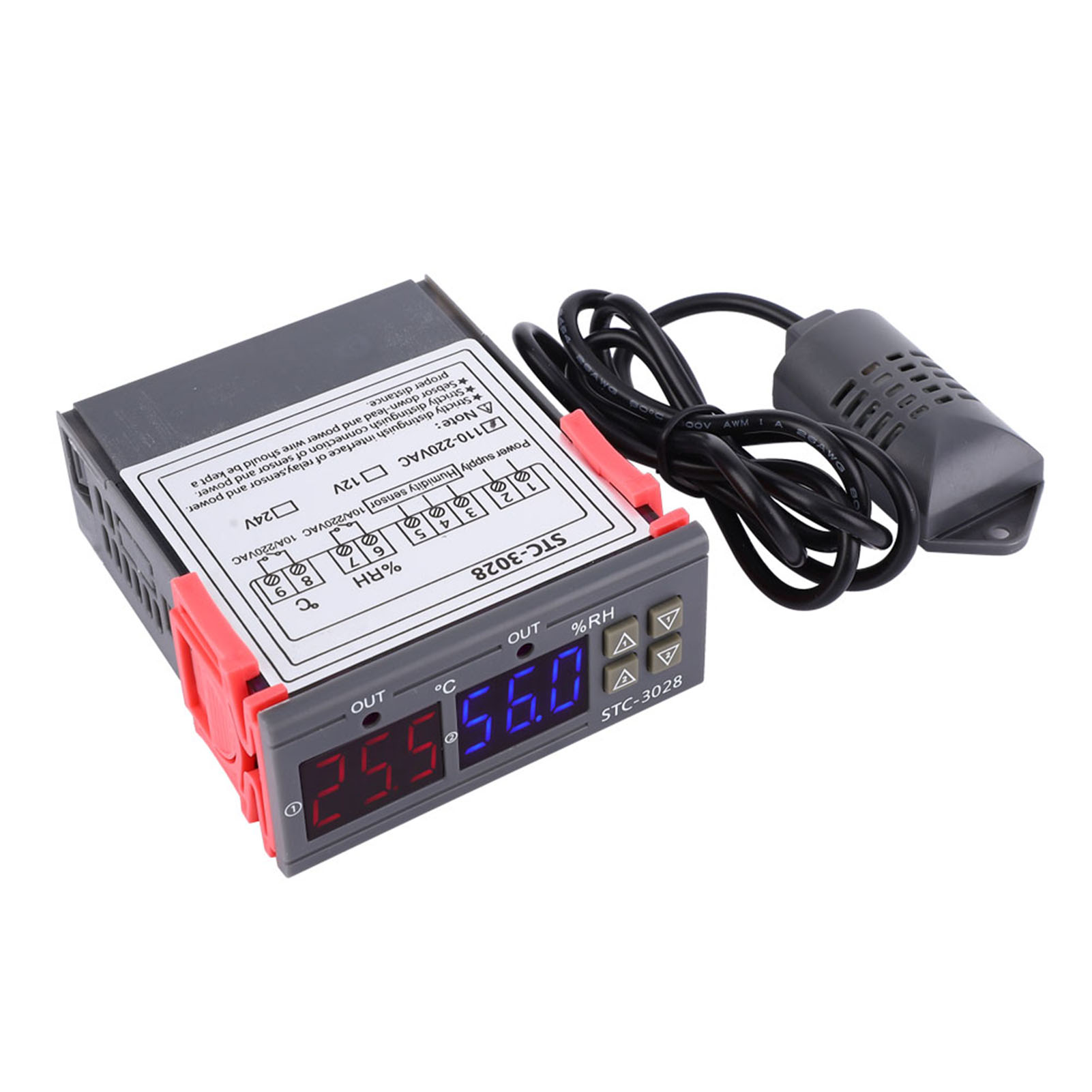 Medidor controlador digital de temperatura y humedad STC-3028 con sensor integrado - Imagen 13 de 17