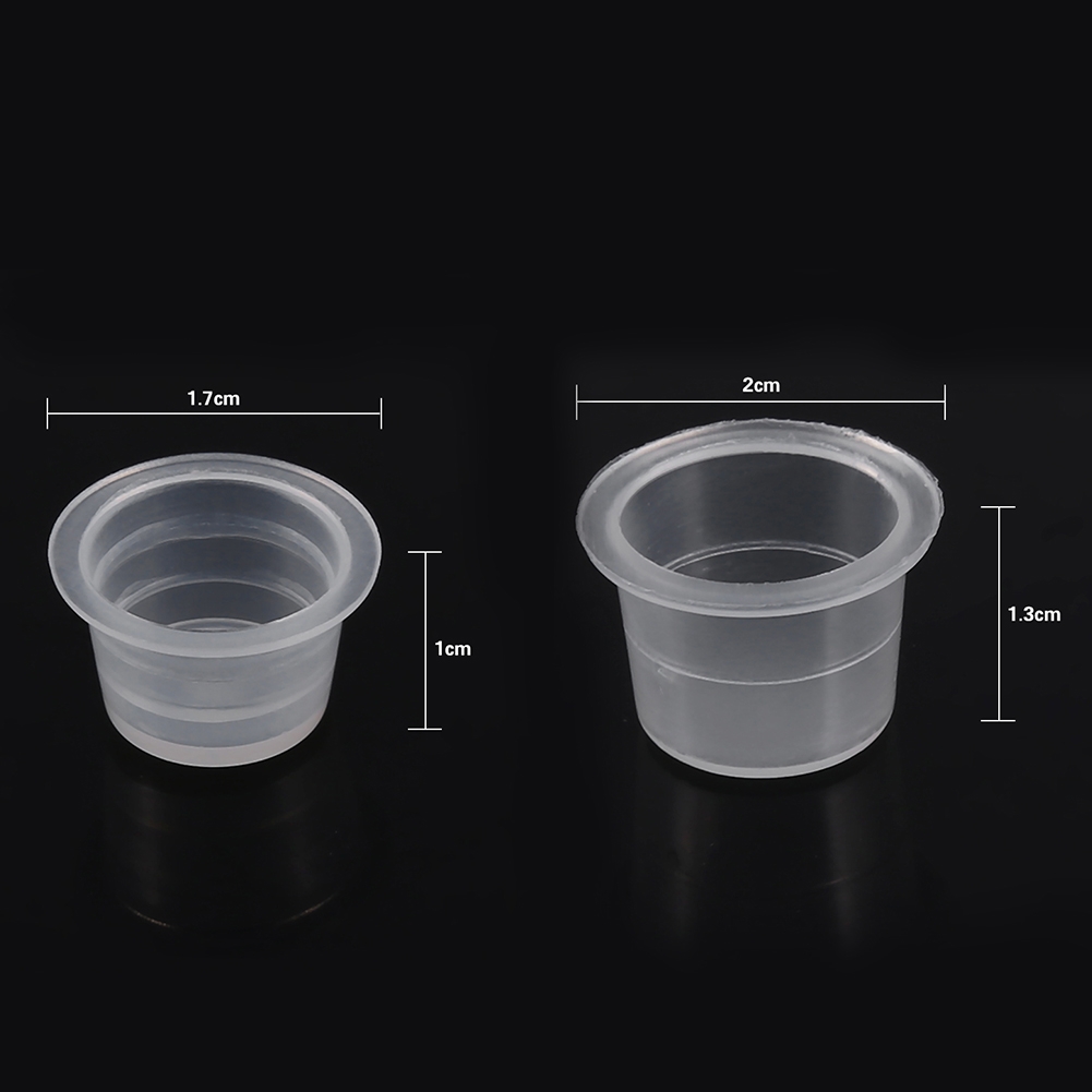 100 pz/set tappo inchiostro tatuaggio tazza contenitore plastica trucco permanente pigmento acc HAO - Foto 11 di 12