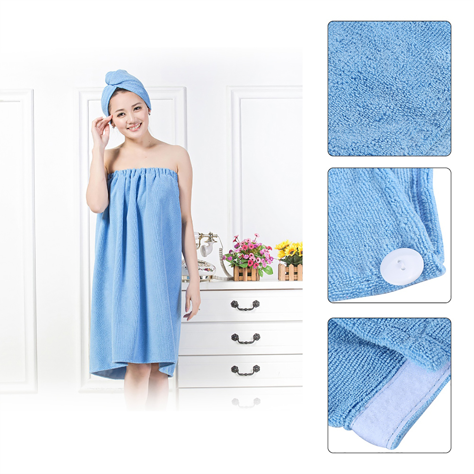 Frauen Soft Spa Bad Body Wrap Set Handtuch Bademantel Mit Schnell Trockenem FOY - Bild 9 von 16