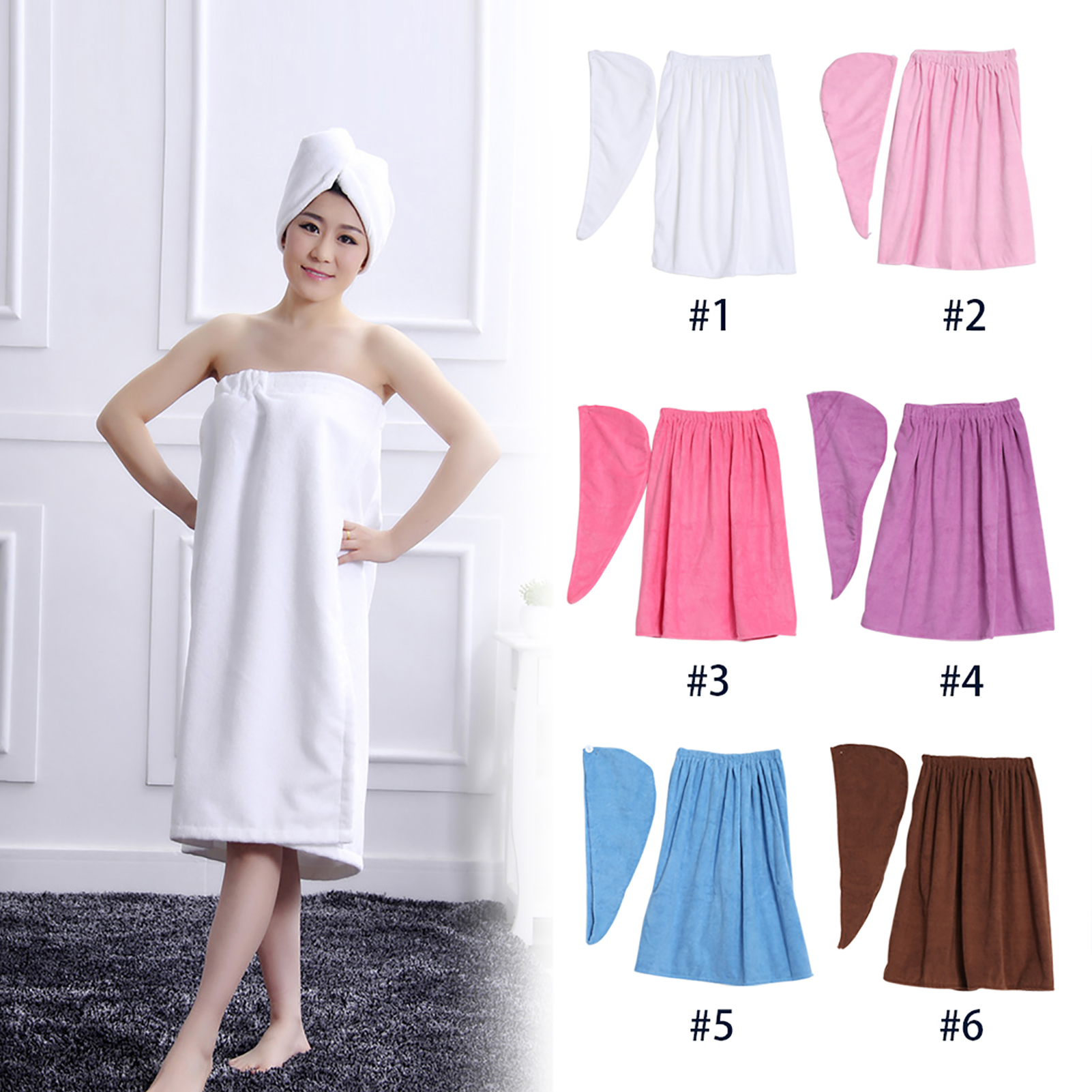 Frauen Soft Spa Bad Body Wrap Set Handtuch Bademantel Mit Schnell Trockenem FOY - Bild 6 von 16
