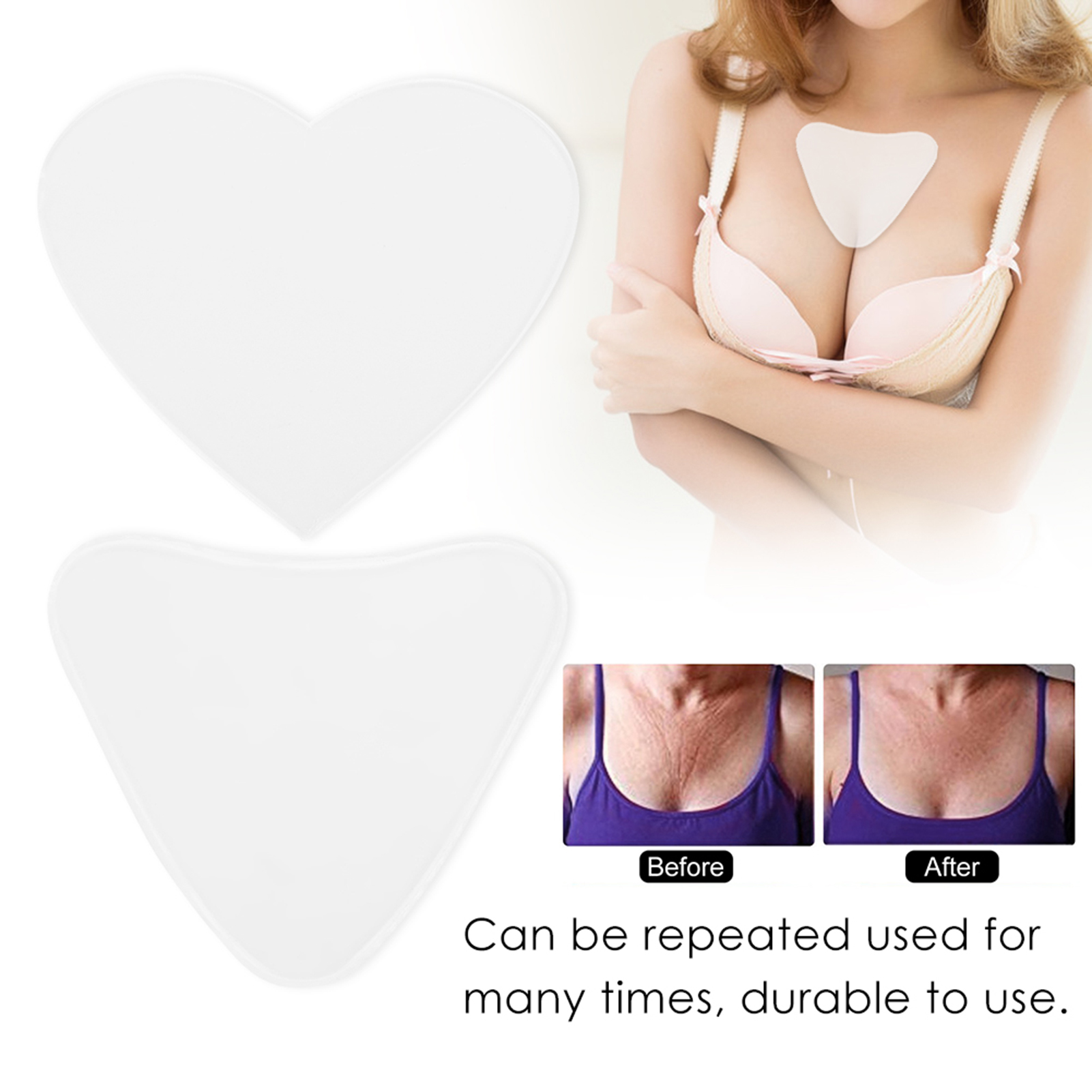 Pettorina in silicone antirughe decollete cura reggiseno cuscinetti riutilizzabili H HAO - Foto 19 di 20