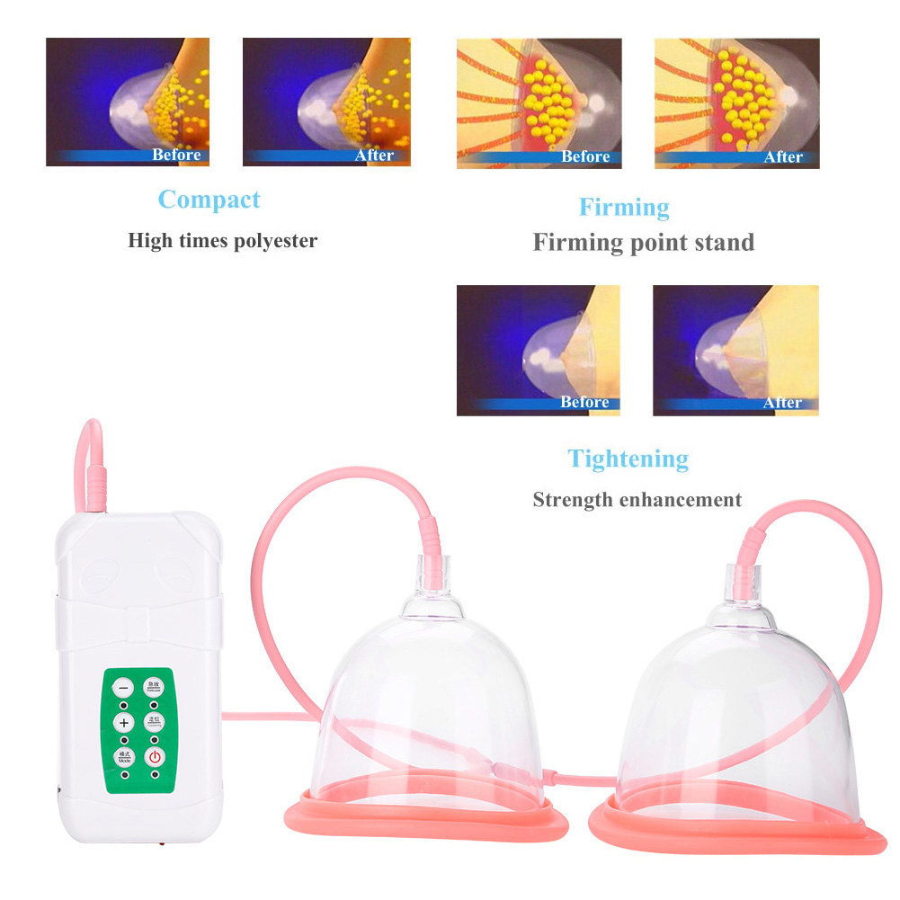 Powerful Vacuum Breast Enlargement Machine Electric Double Cup USB Charging FAD