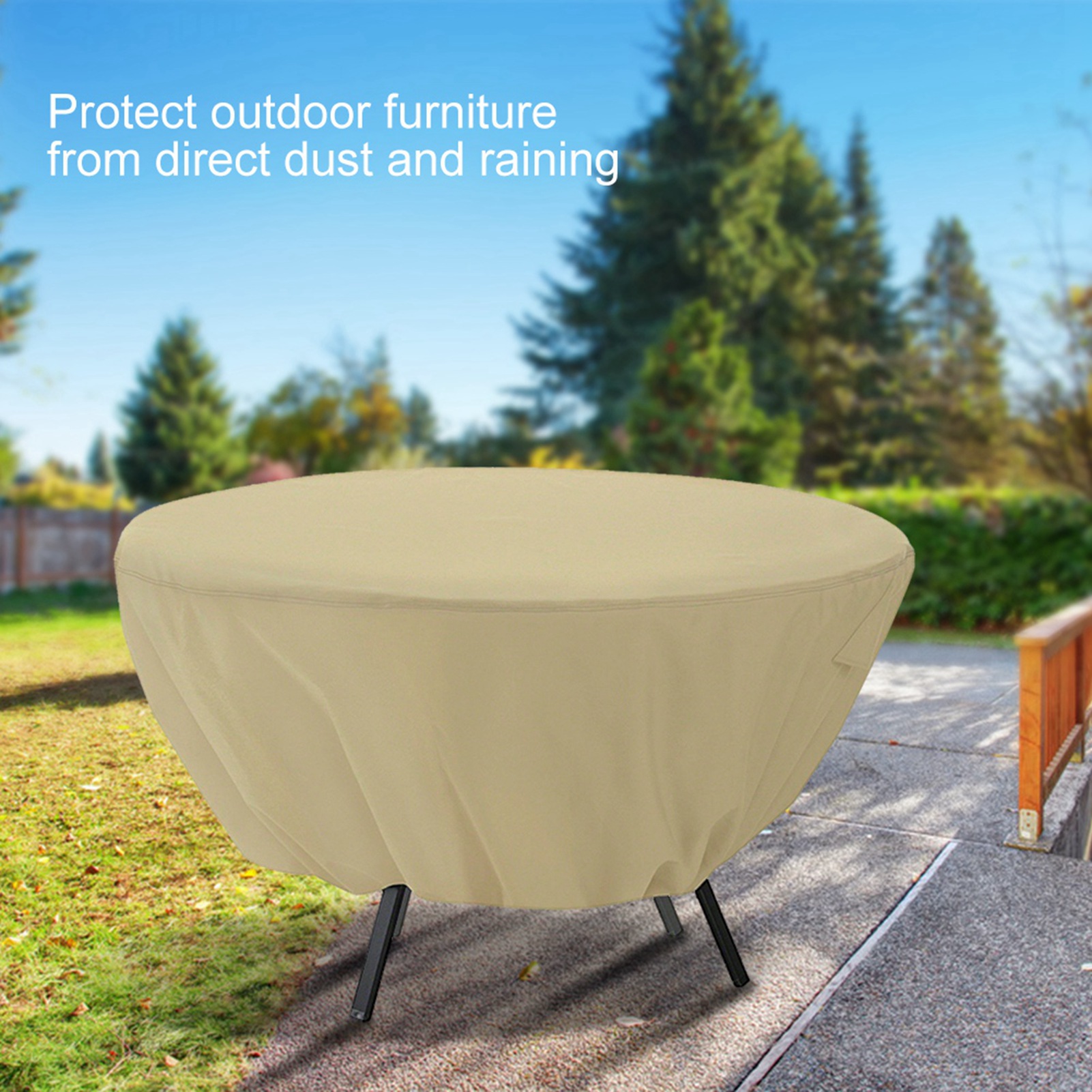 Round Table Dust Cover Outdoor Waterproof Garden Patio Furniture Covers